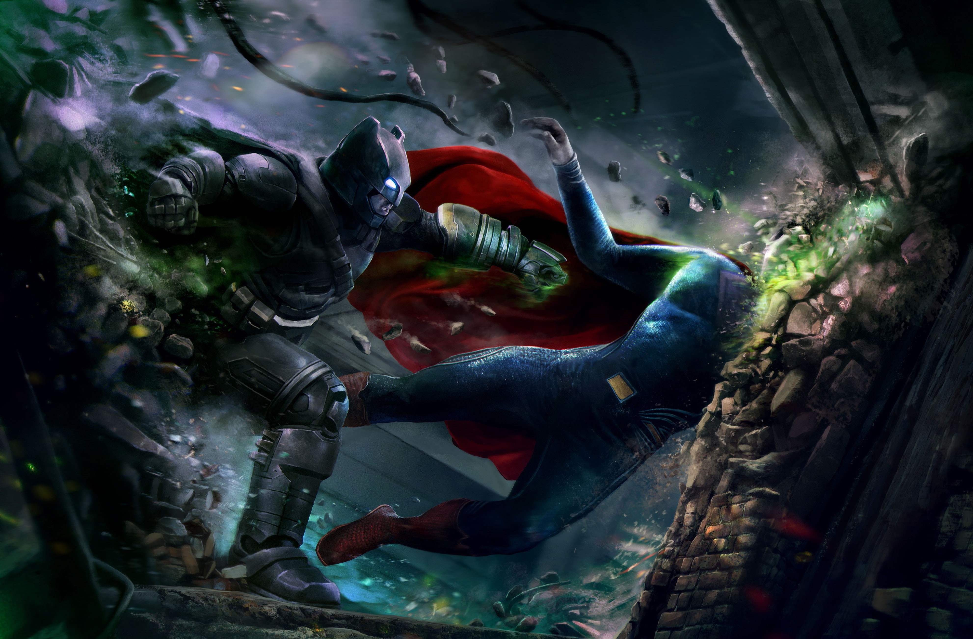 artwork, justice, batman, 4K, superman, fight, dawn, movies, v, HD Wallpaper
