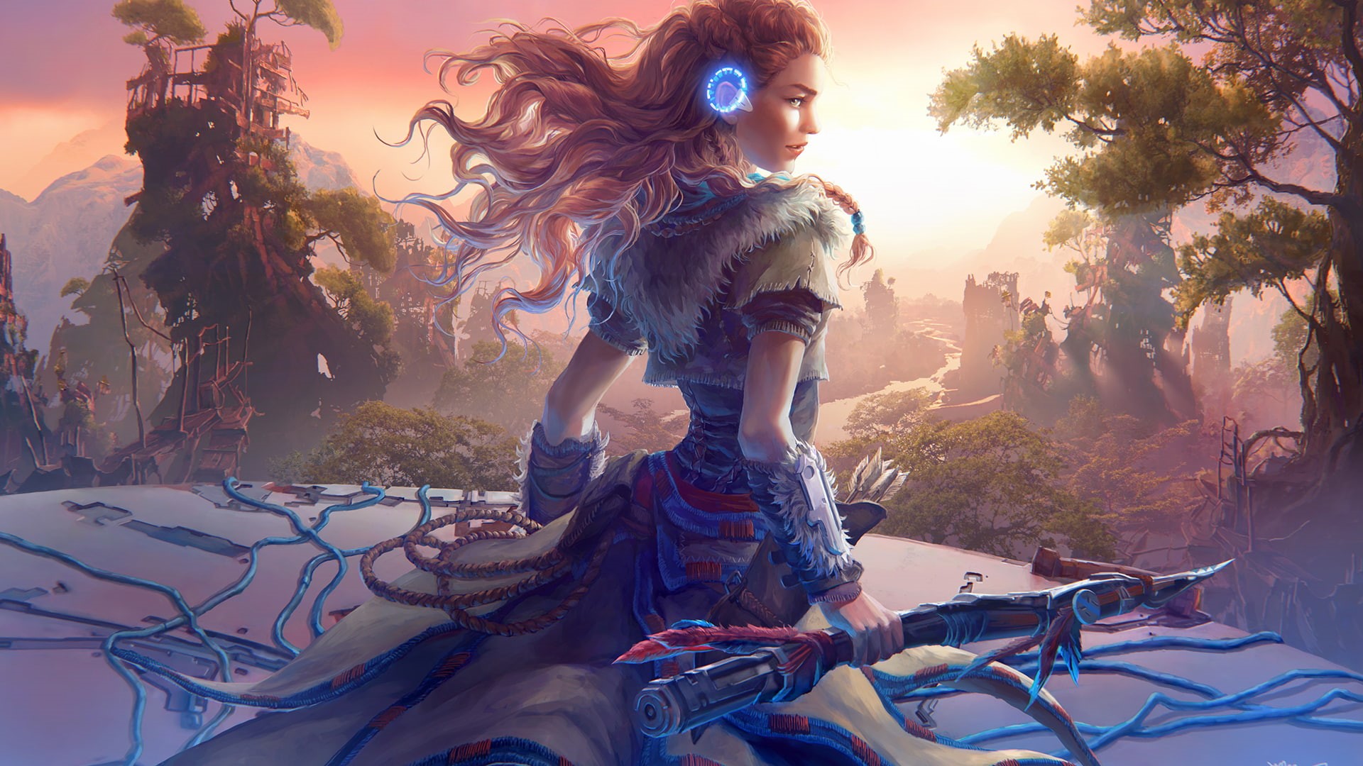 young women, representation, fantasy art, outdoors, Horizon: Zero Dawn, leisure activity, Aloy (Horizon: Zero Dawn), three quarter length, plant, young adult, HD Wallpaper