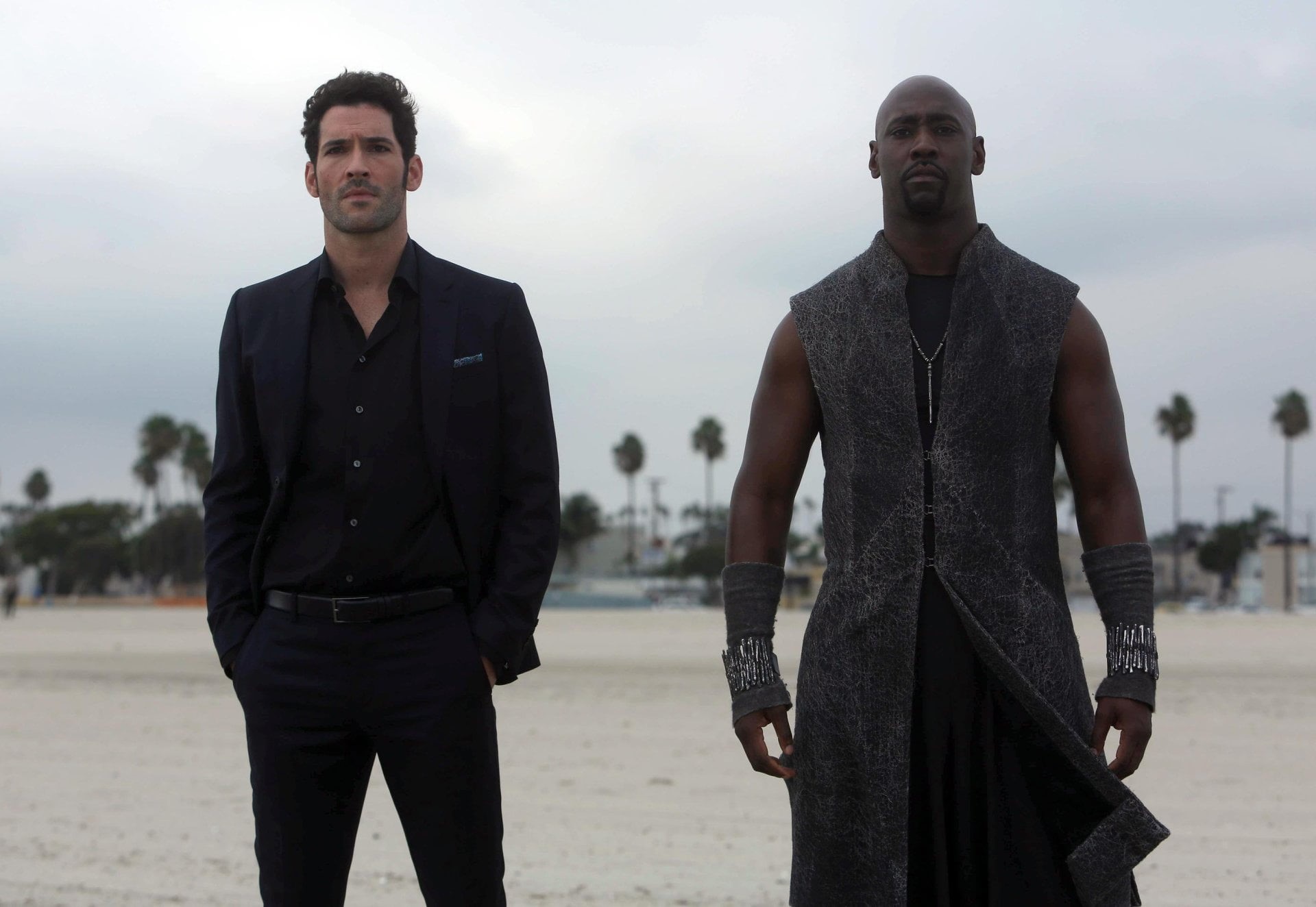 TV Show, casual clothing, outdoors, front view, two people, real people, looking at camera, Lucifer, standing, well-dressed, lifestyles, young men, people, HD Wallpaper