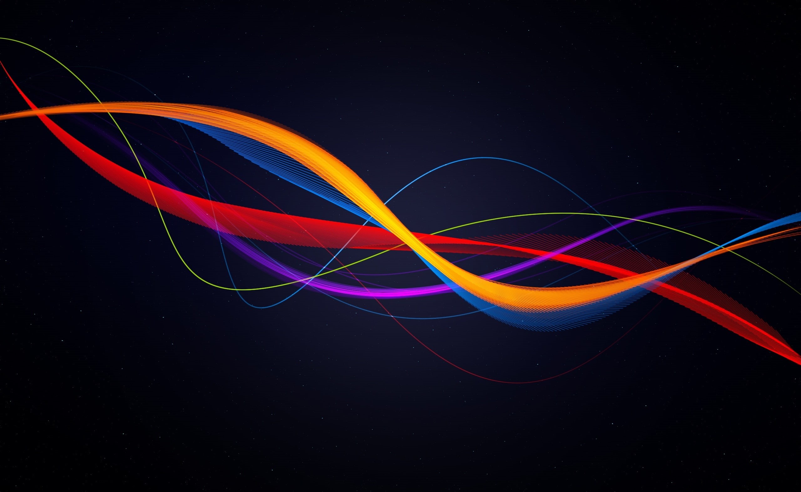 Lines, 2K, close-up, Blue, glowing, multi colored, Artistic, light - natural phenomenon, waves, Color, connection, light trail, Abstract, no people, indoors, HD Wallpaper