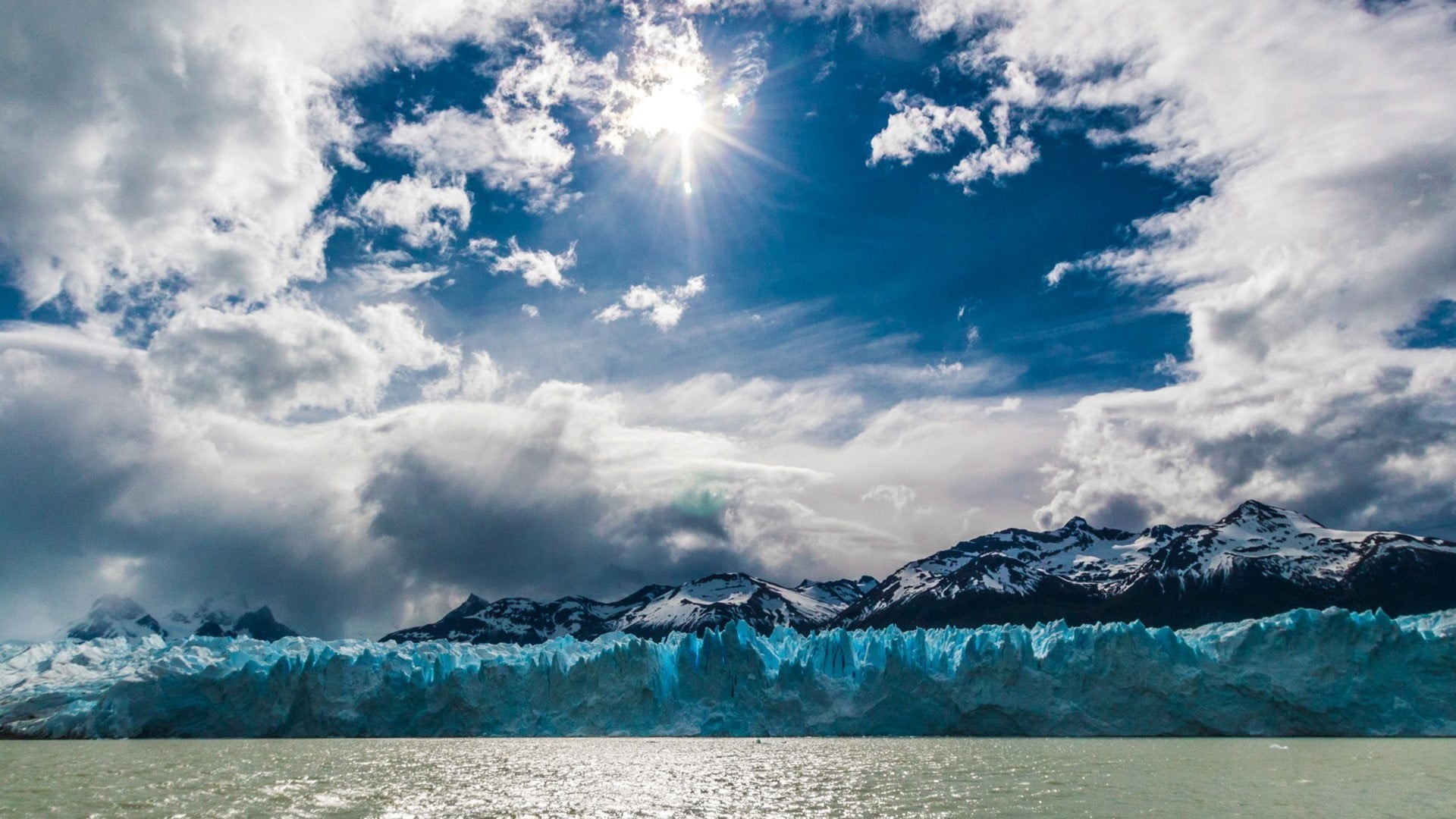 cloud - sky, tranquil scene, sky, no people, cold temperature, 1080P, ice, snowcapped mountain, beauty in nature, iceberg, environment, water, snowy peak, HD Wallpaper
