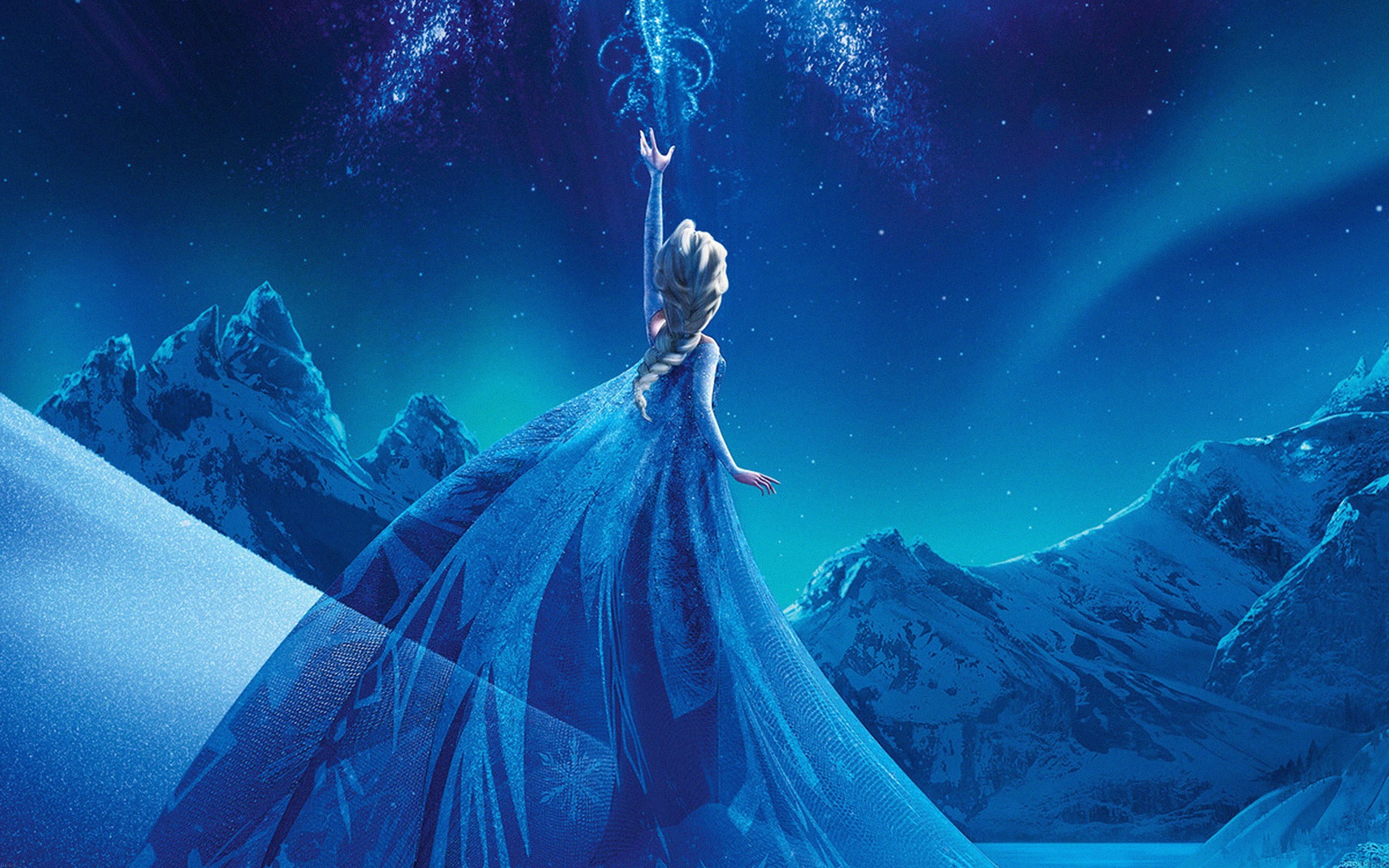 movies, young adult, space, beauty in nature, star - space, scenics - nature, tranquil scene, Princess Elsa, sky, animated movies, blue, polar night, elsa, HD Wallpaper