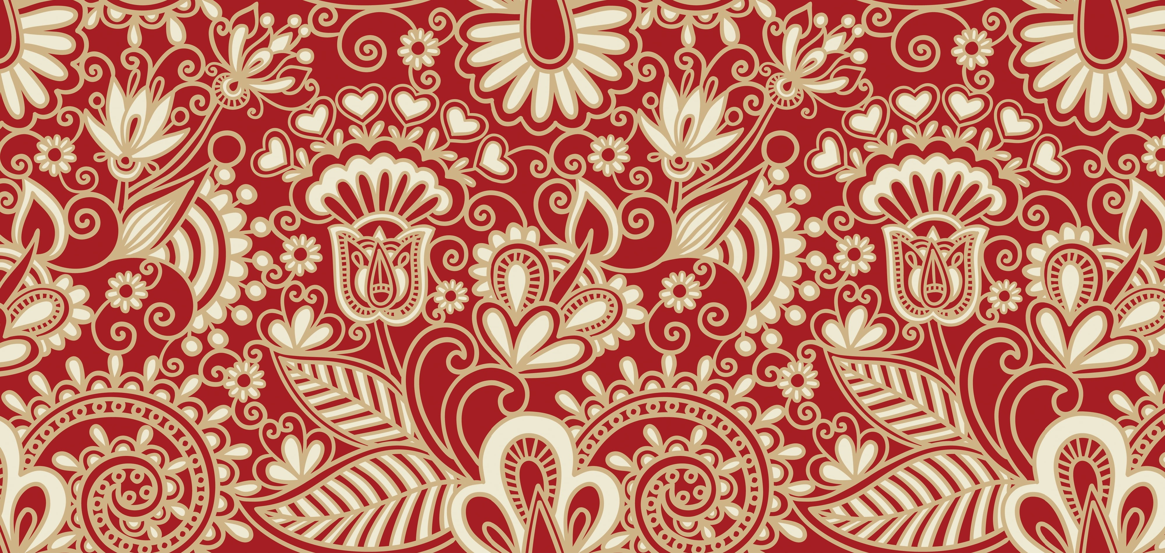 close-up, backgrounds, Pattern, art, curled Up, silk, beige, design Element, decoration, seamless, retro Styled, textile, no people, floral, floral Pattern, HD Wallpaper