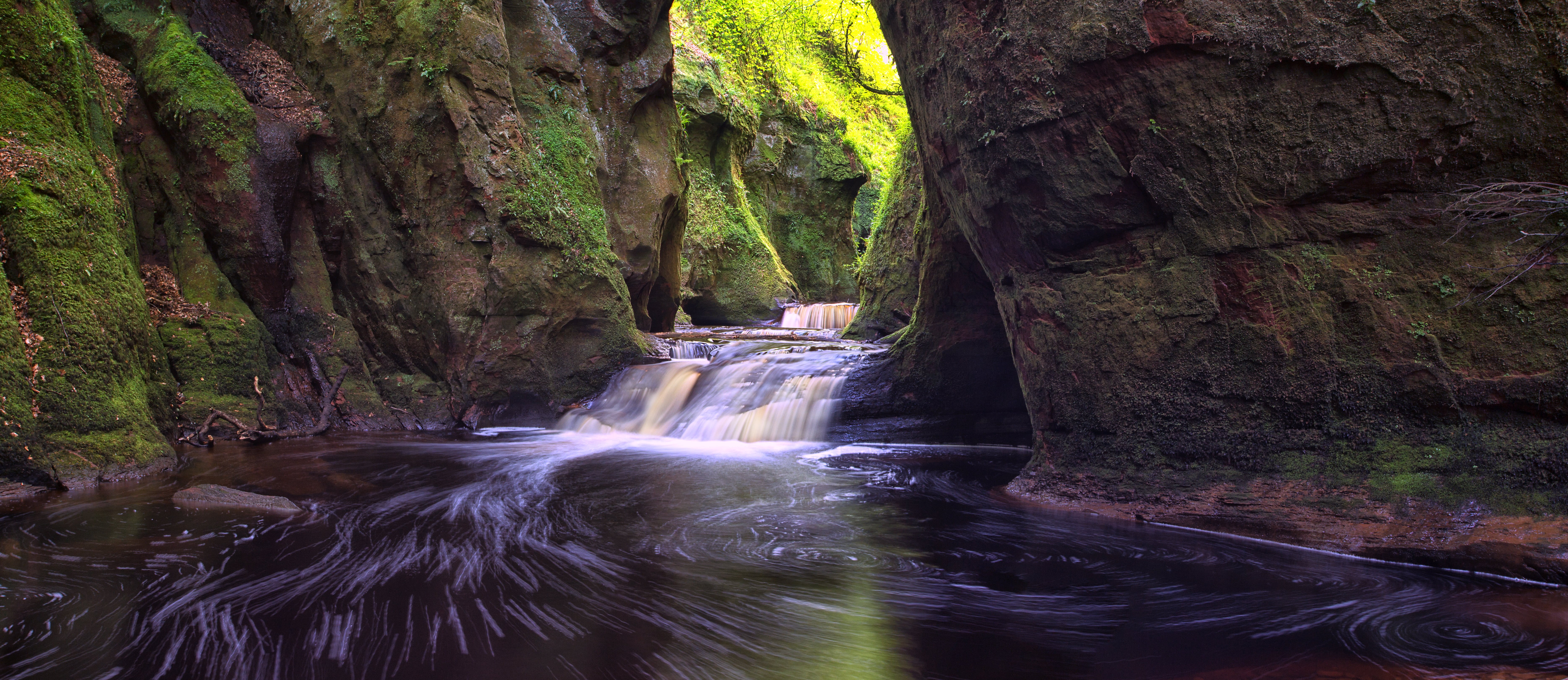 scenics, photo, body of water, tree, river, freshness, Devils Pulpit, rock - Object, water, Waterfall, Gorge, Scotland, 5K, beauty In Nature, outdoors, HD Wallpaper