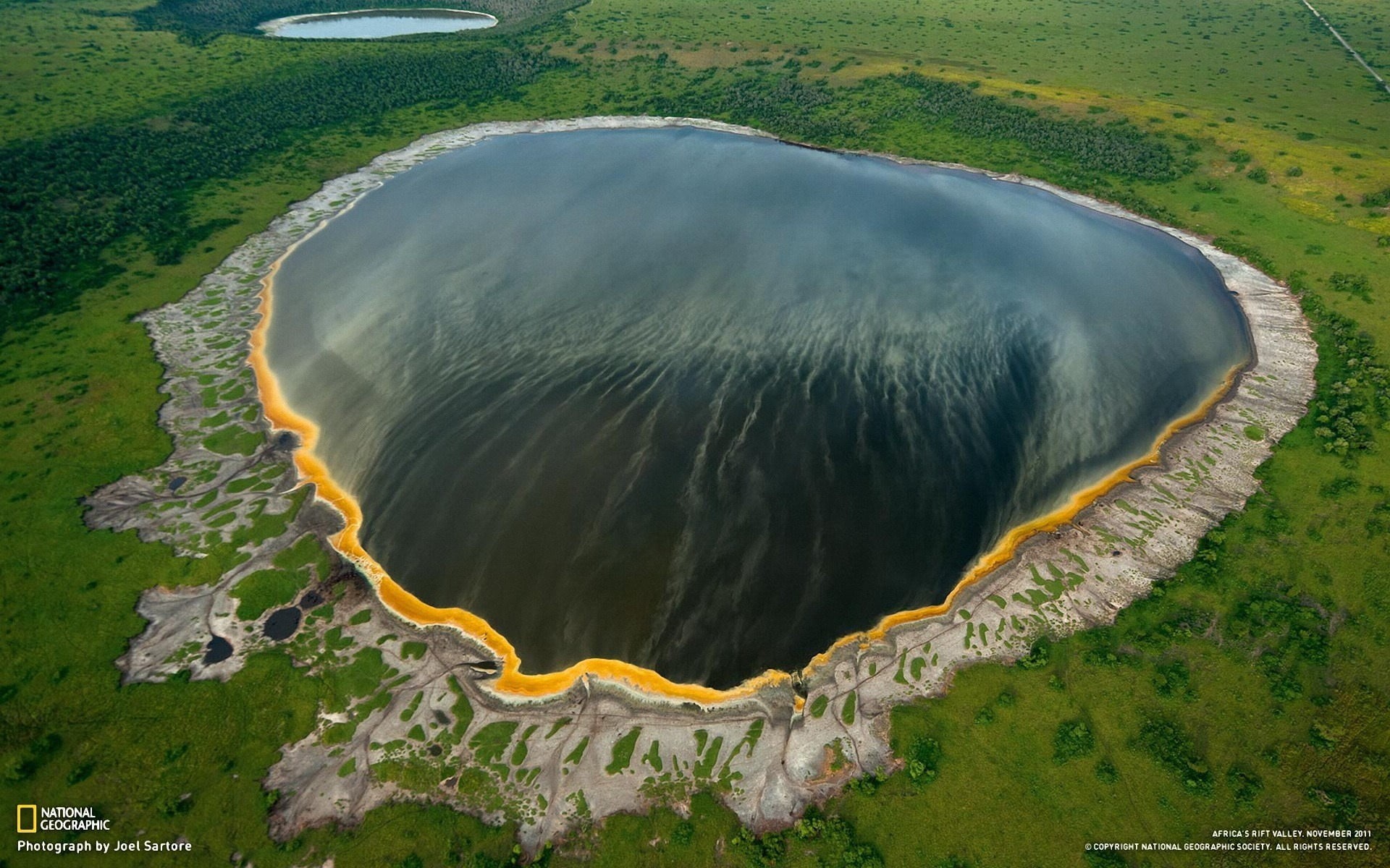 environment, National Geographic, table, Africa, 1080P, black, landscape, lake, volcanic crater, day, no people, brown, volcano, scenics - nature, beauty in nature, HD Wallpaper