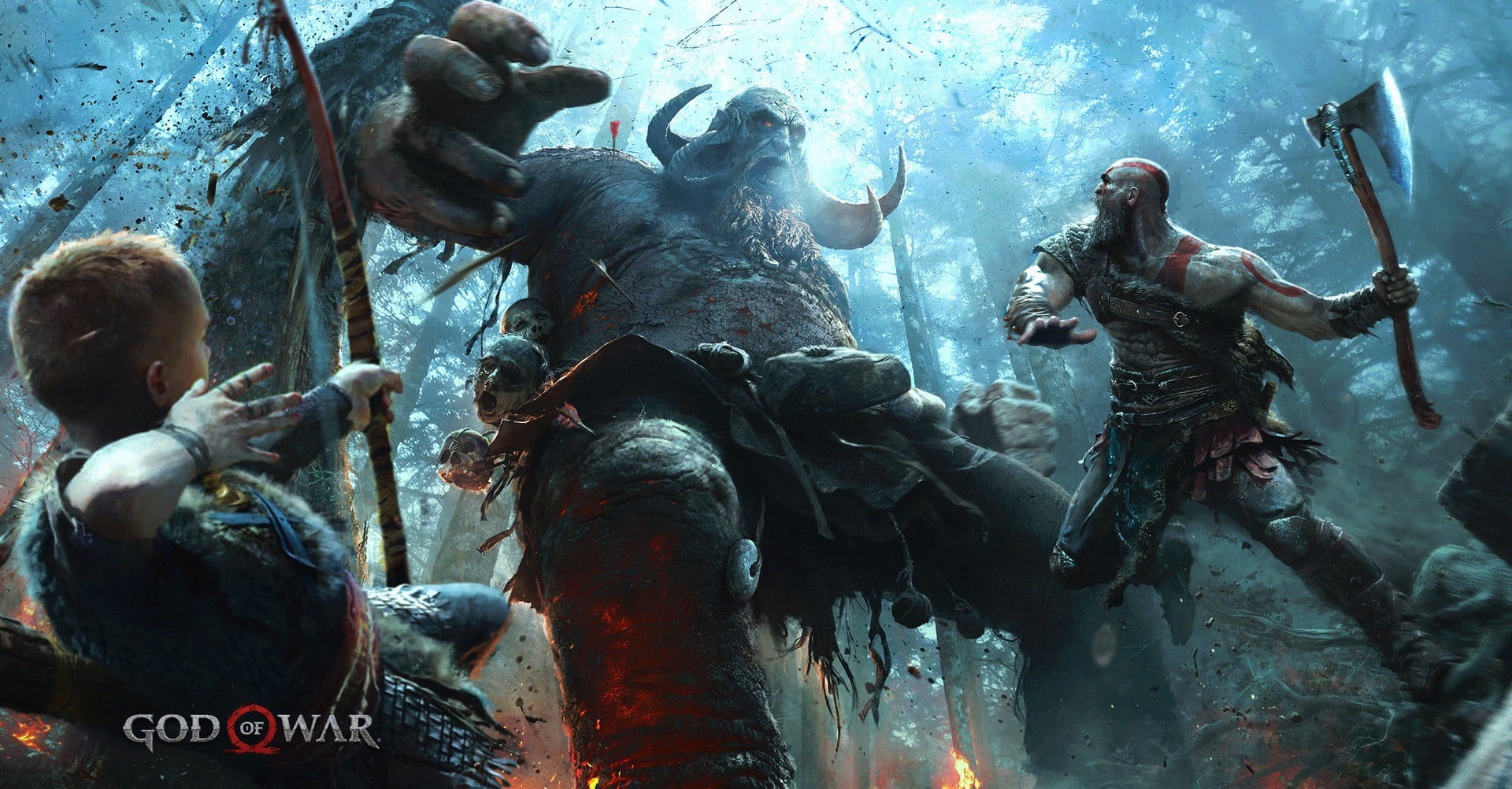 water, emotion, digital, 1080P, statue, war, representation, people, fantasy art, video games, creature, God of War, human representation, creativity, HD Wallpaper