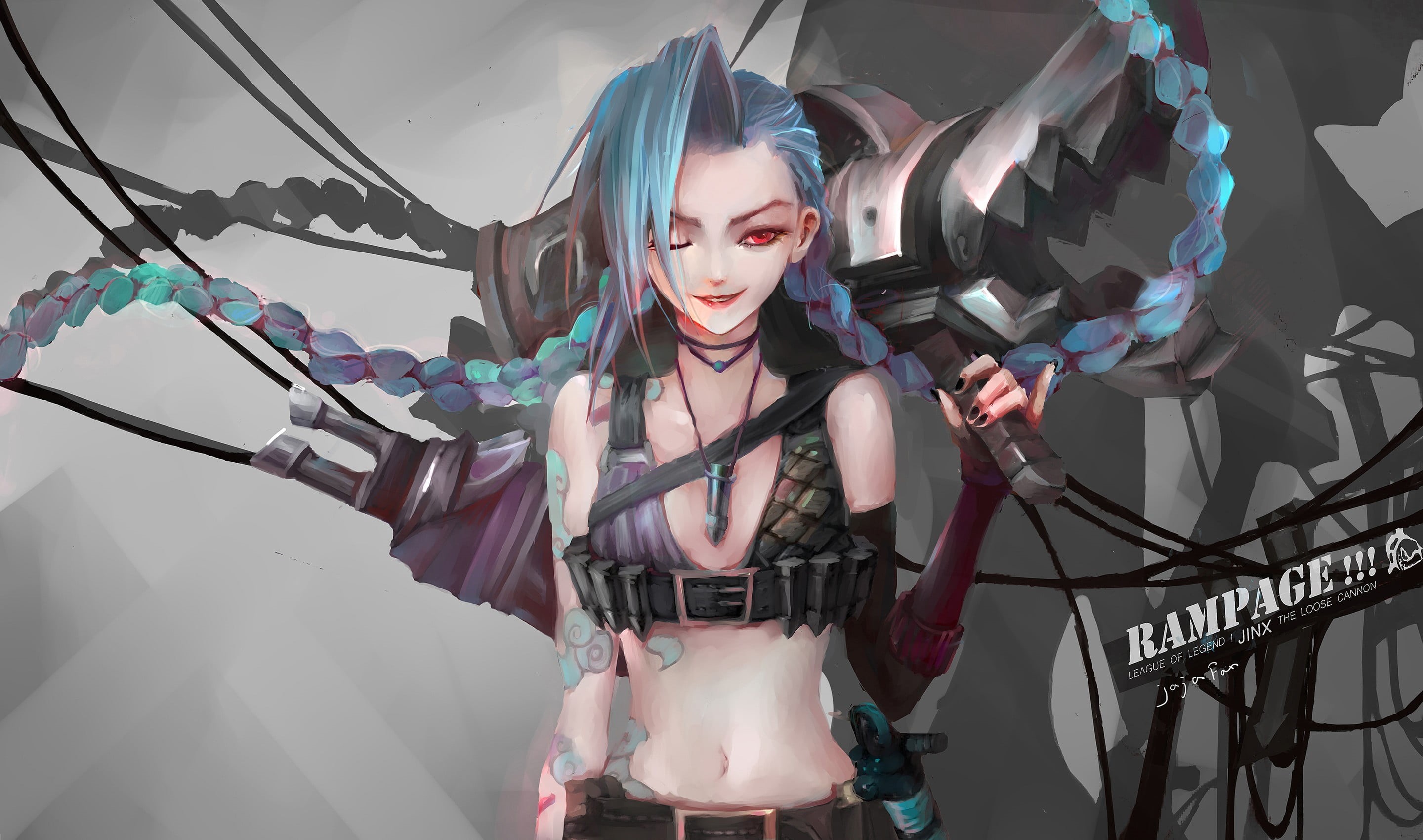 lifestyles, young women, standing, digital, front view, young adult, one person, casual clothing, Jinx (League of Legends), beautiful woman, leisure activity, HD Wallpaper