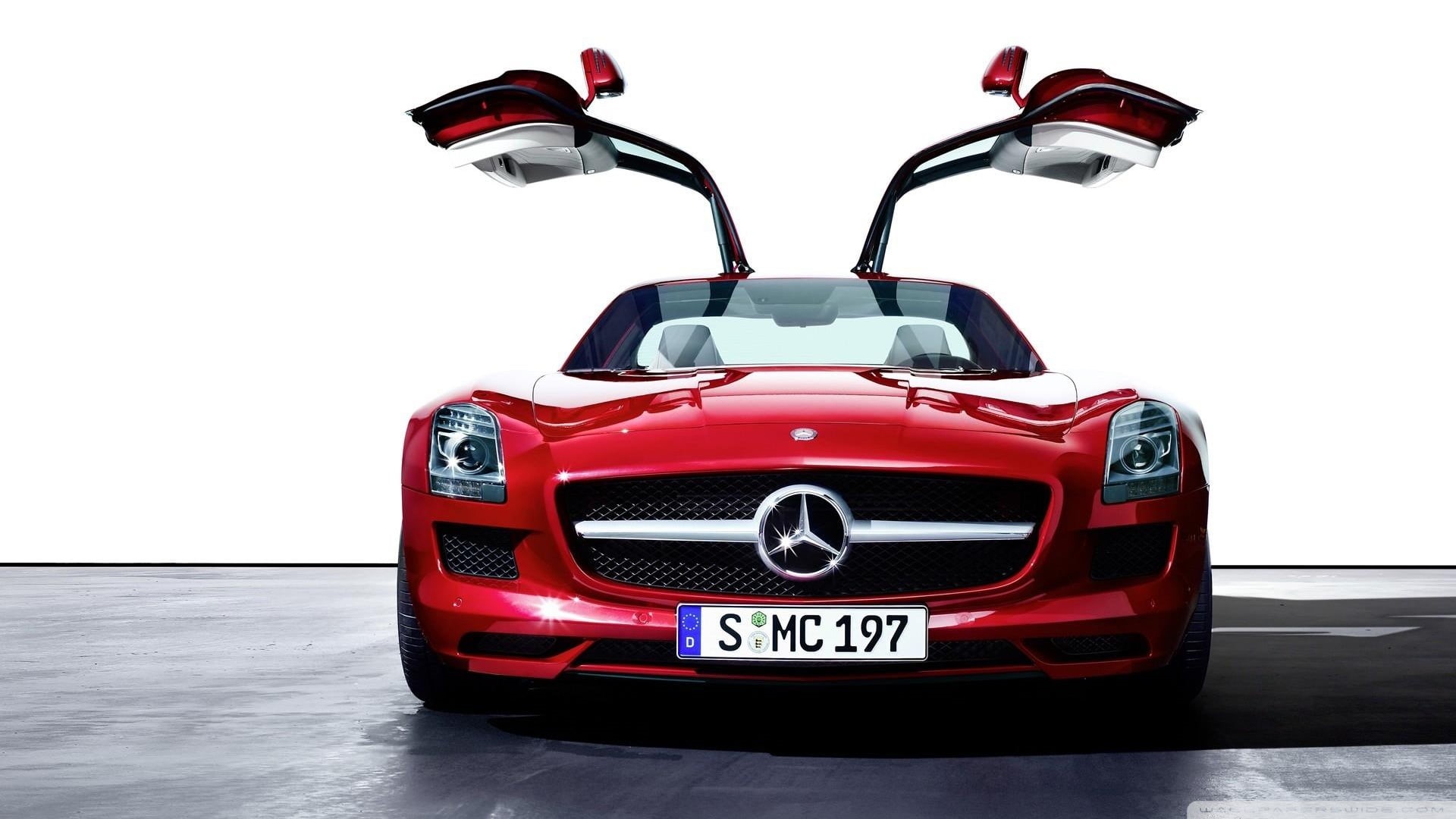 Mercedes-Benz SLS AMG, Mercedes-Benz, chrome, car, cut out, land vehicle, gullwing, studio shot, vehicle, sport, transportation, convertible, technology, HD Wallpaper