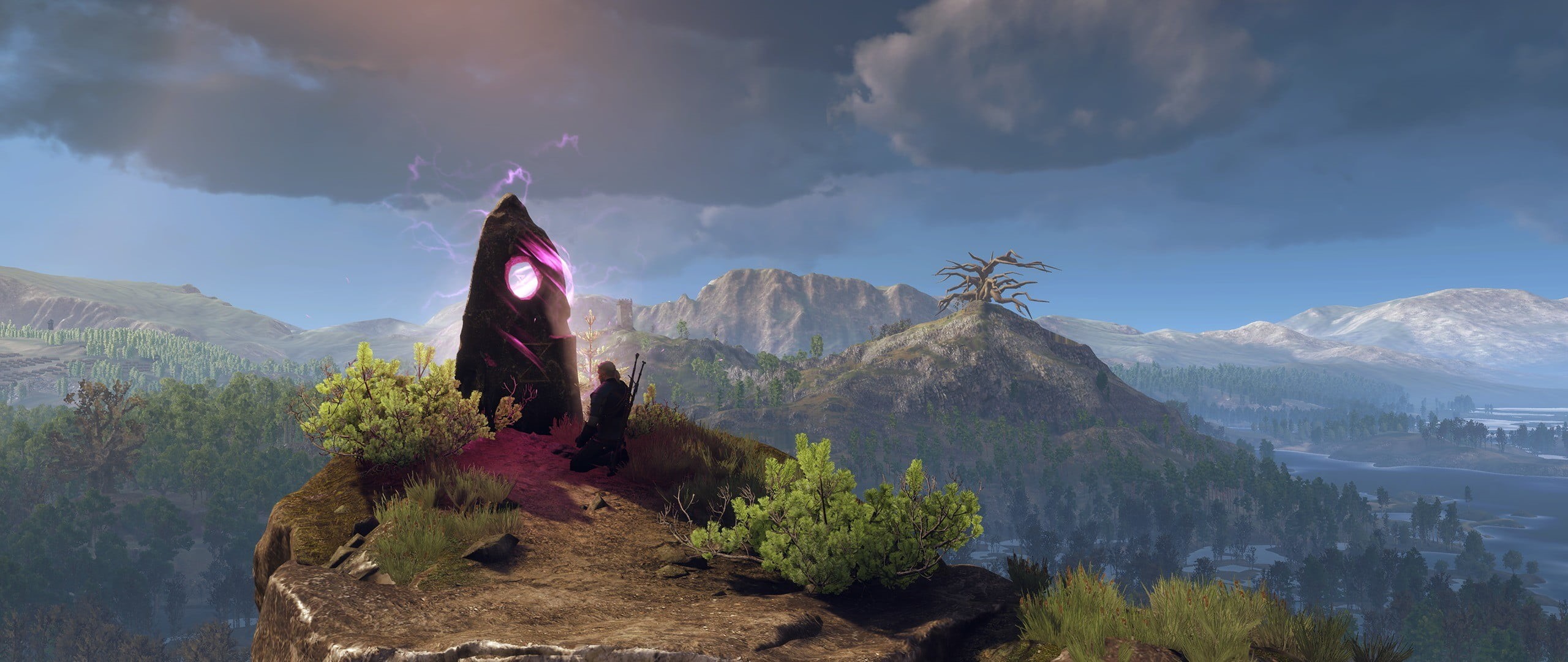 digital, outdoors, rock, cloud - sky, plant, 2K, sky, video games, solid, no people, beauty in nature, The Witcher 3: Wild Hunt, mountain peak, non-urban scene, HD Wallpaper