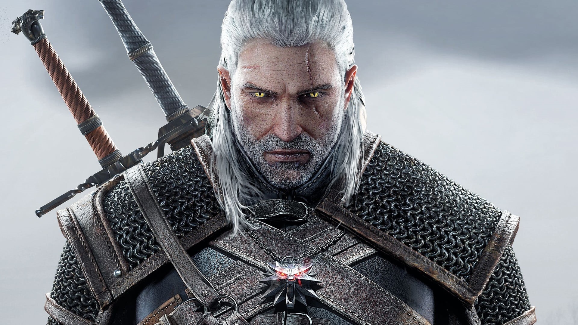 mature adult, clothing, looking at camera, aggression, gray hair, males, digital, mature men, facial hair, frowning, witcher, strength, front view, one person, HD Wallpaper