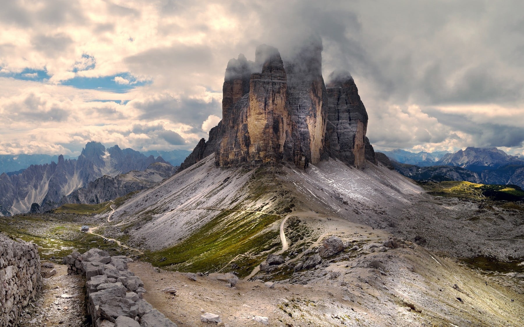 peak, mountain, tranquility, summer, physical geography, cloud - sky, power in nature, dirt road, Italy, eroded, nature, solid, beauty in nature, idyllic, HD Wallpaper