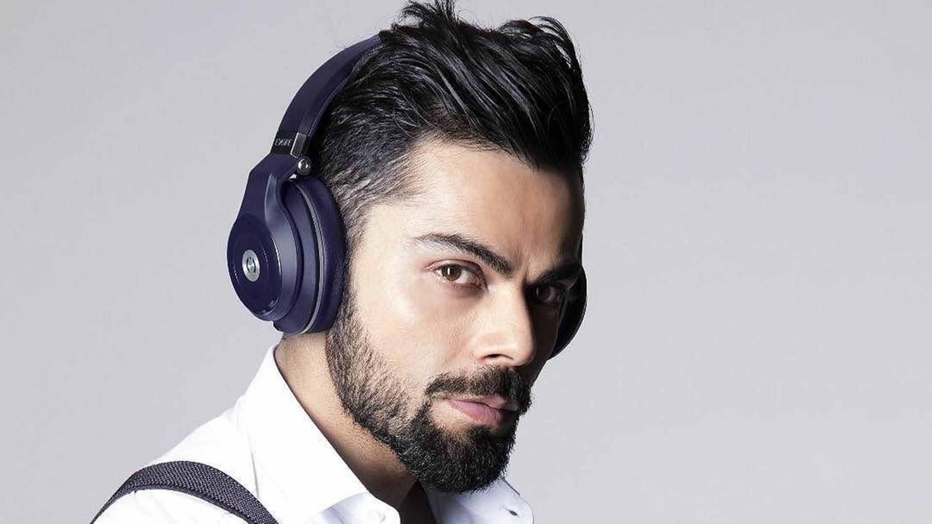 headphones, beard, looking at camera, kohli, arts culture and entertainment, hairstyle, virat, music, facial hair, handsome, one person, men, young adult, HD Wallpaper
