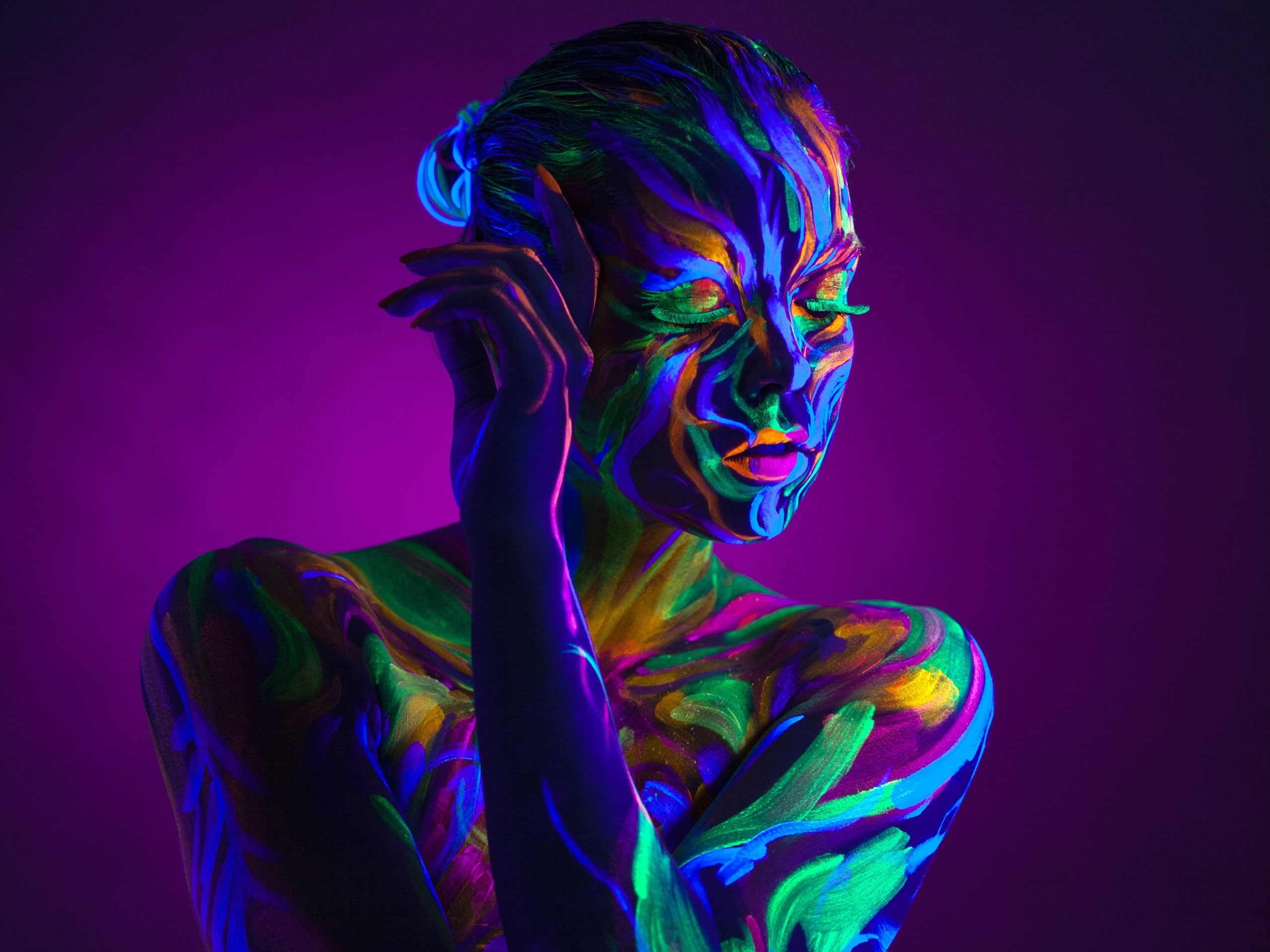 Colorful, Style, Girl, Paint, Art, 2K, Eyelashes, HD Wallpaper