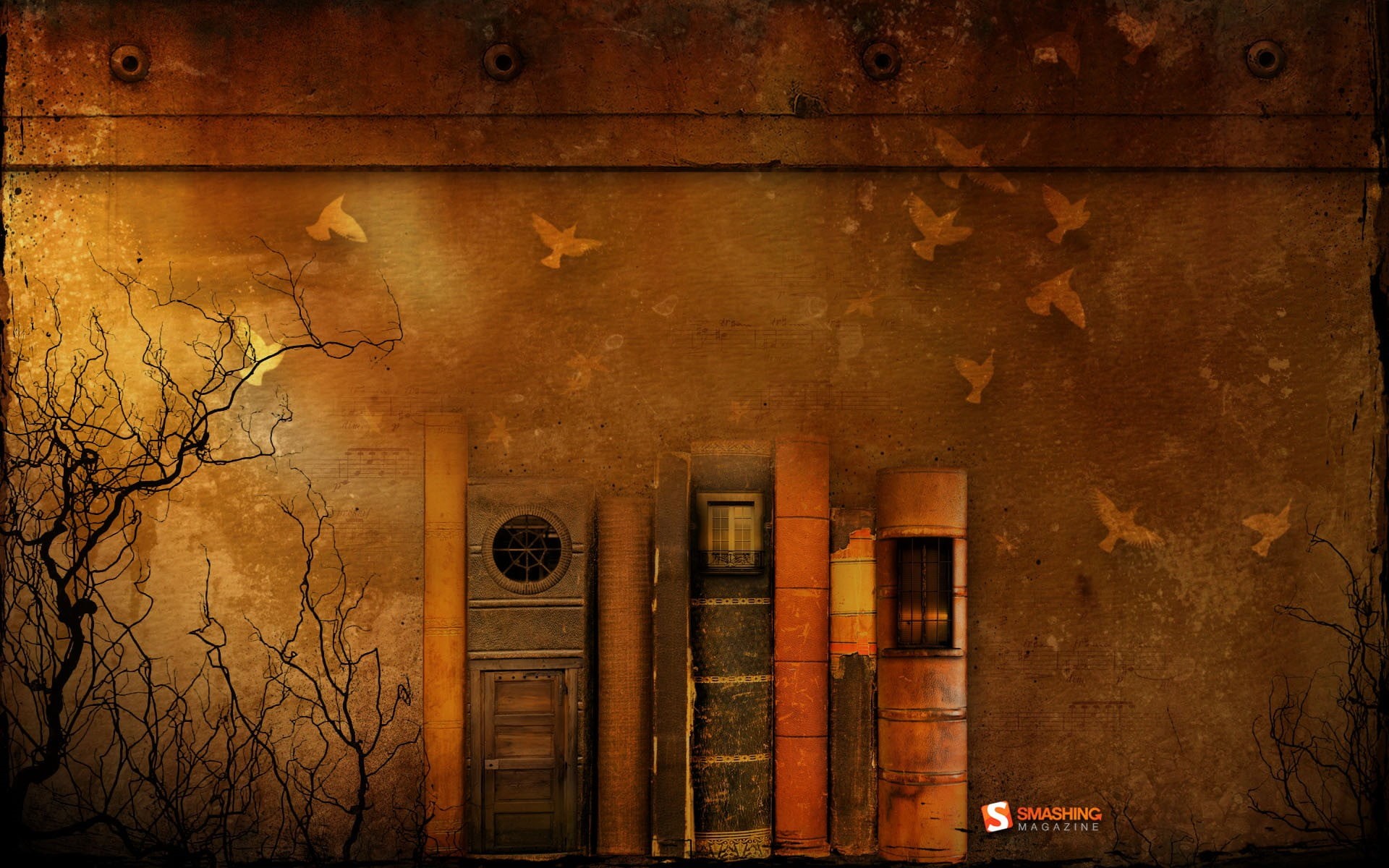 building exterior, architectural column, wall - building feature, color, vintage, books, 1080P, wall, brown, history, old, no people, window, nature, textured effect, HD Wallpaper