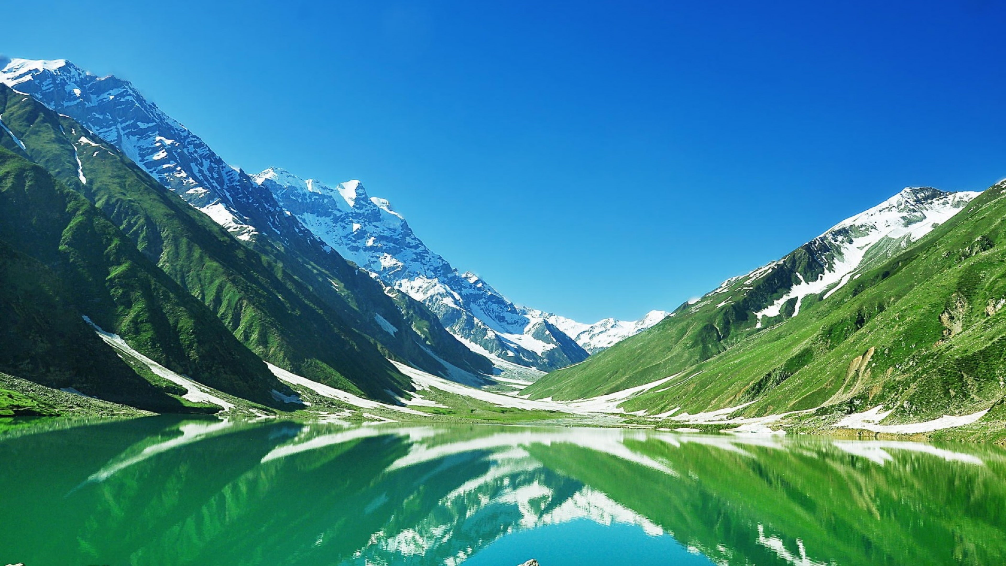 mountainous lake, reflection, mountain, saiful muluk, kaghan valley, naran, 4K, mansehra, valley, saiful muluk national park, lake saiful muluk, pakistan, HD Wallpaper