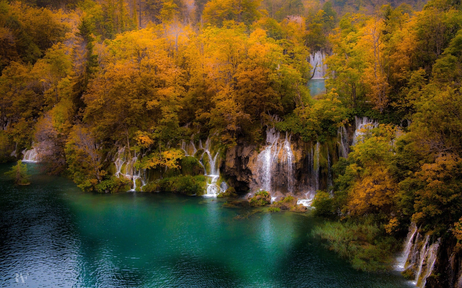 lake, nature, trees, water, landscape, waterfall, 1080P, forest, HD Wallpaper
