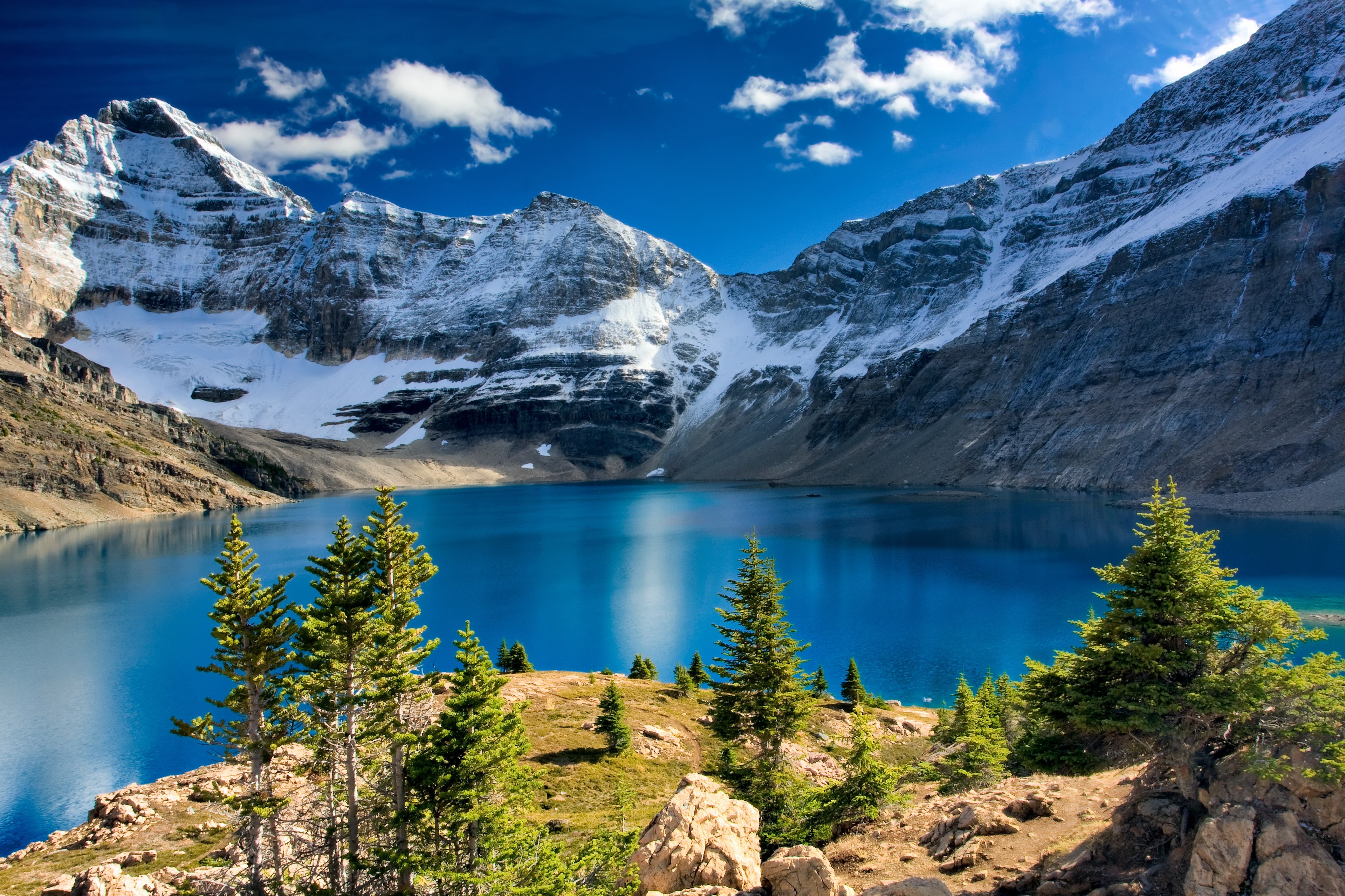 landscape, mountain, fog, forest, 2K, ultrahd, nature, lake, HD Wallpaper