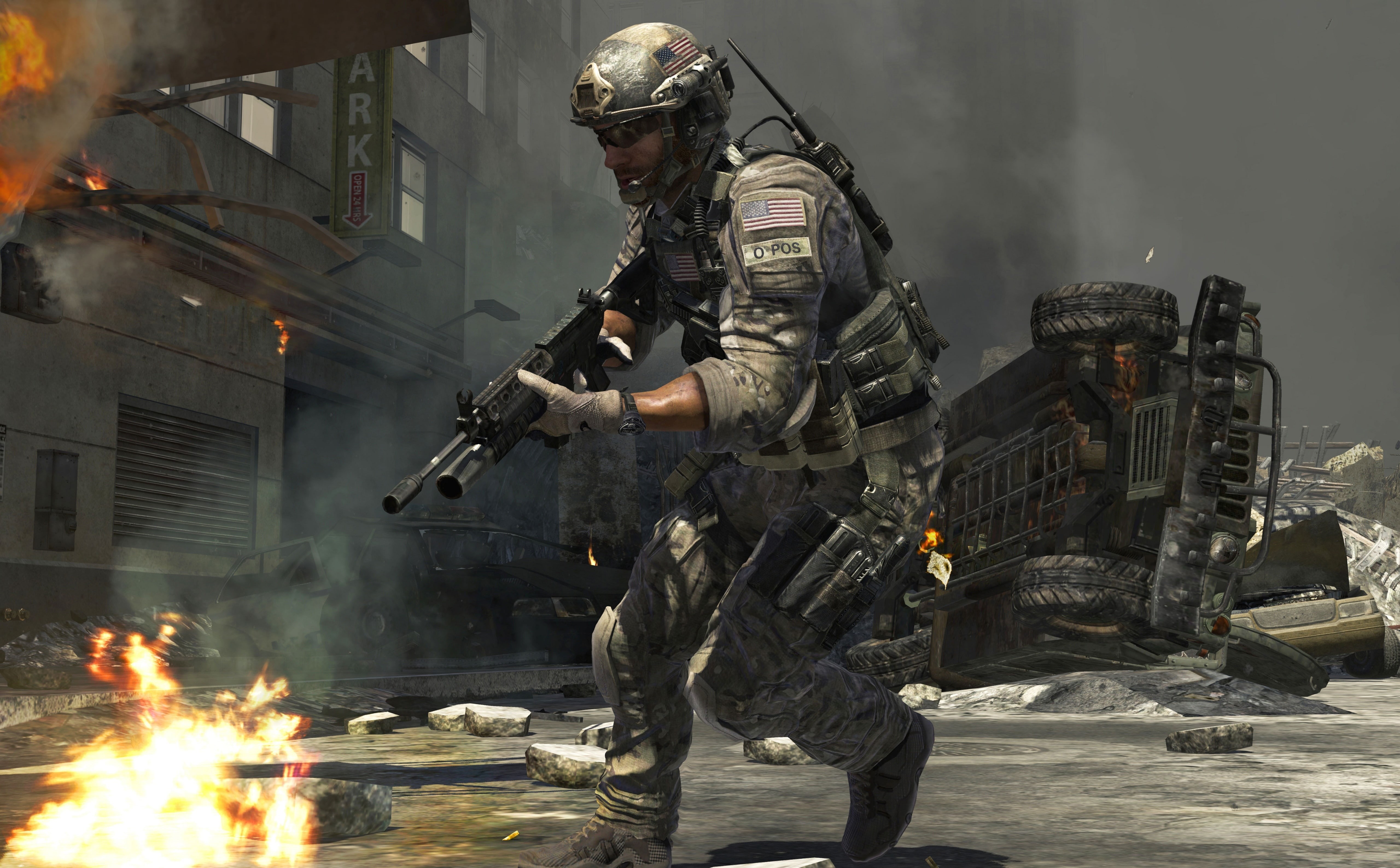 fire, real people, illustration, call, headwear, Games, burning, Call Of Duty, 5K, rifle, warning sign, people, helmet, security, uniform, modern warfare 3, HD Wallpaper