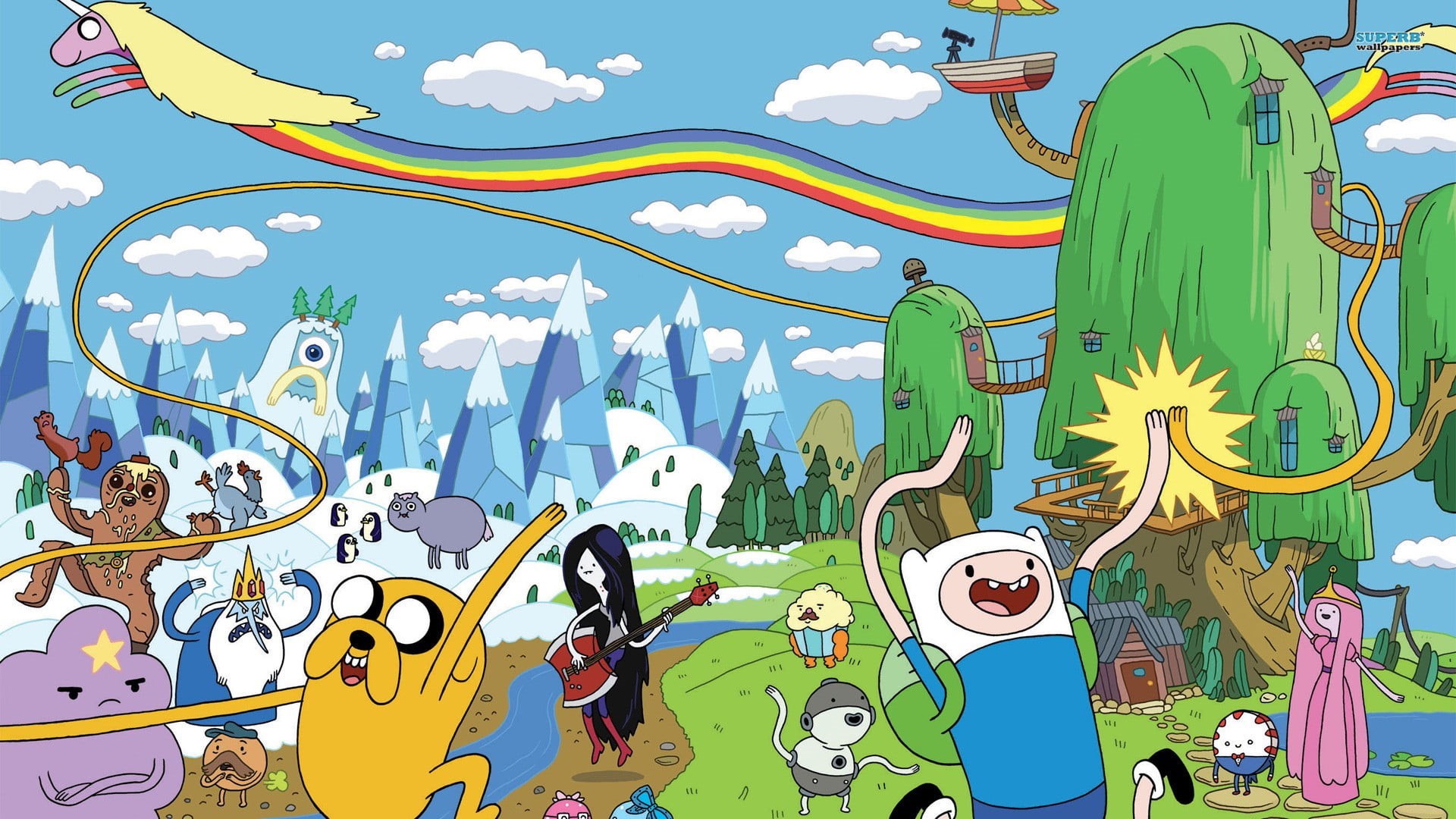 no people, male likeness, mural, creativity, Princess Bubblegum, built structure, day, representation, human representation, tree, art and craft, sky, adventure, HD Wallpaper