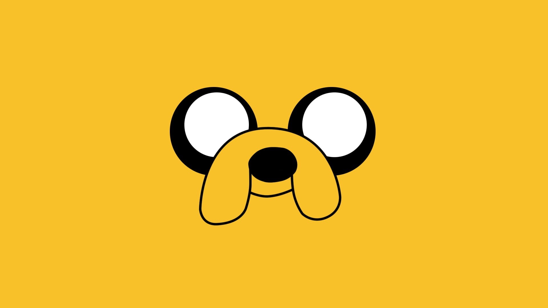 Adventure Time, close-up, cut out, yellow background, adventure, dog, illuminated, Jake the Dog, no people, silhouette, 1080P, geometric shape, minimalism, HD Wallpaper