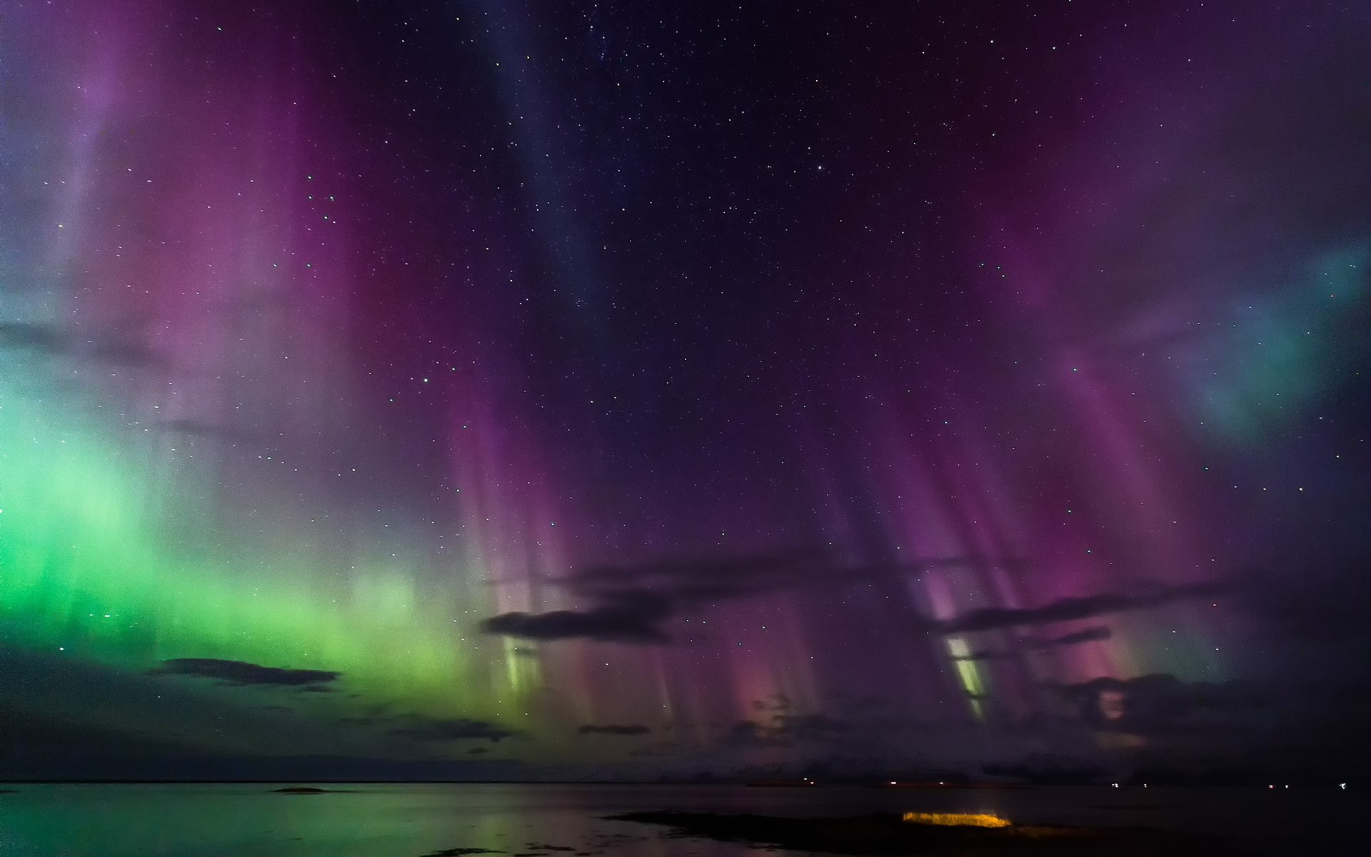 night, borealis, stars, hd, nature, lights, aurora, 1080P, northern, HD Wallpaper