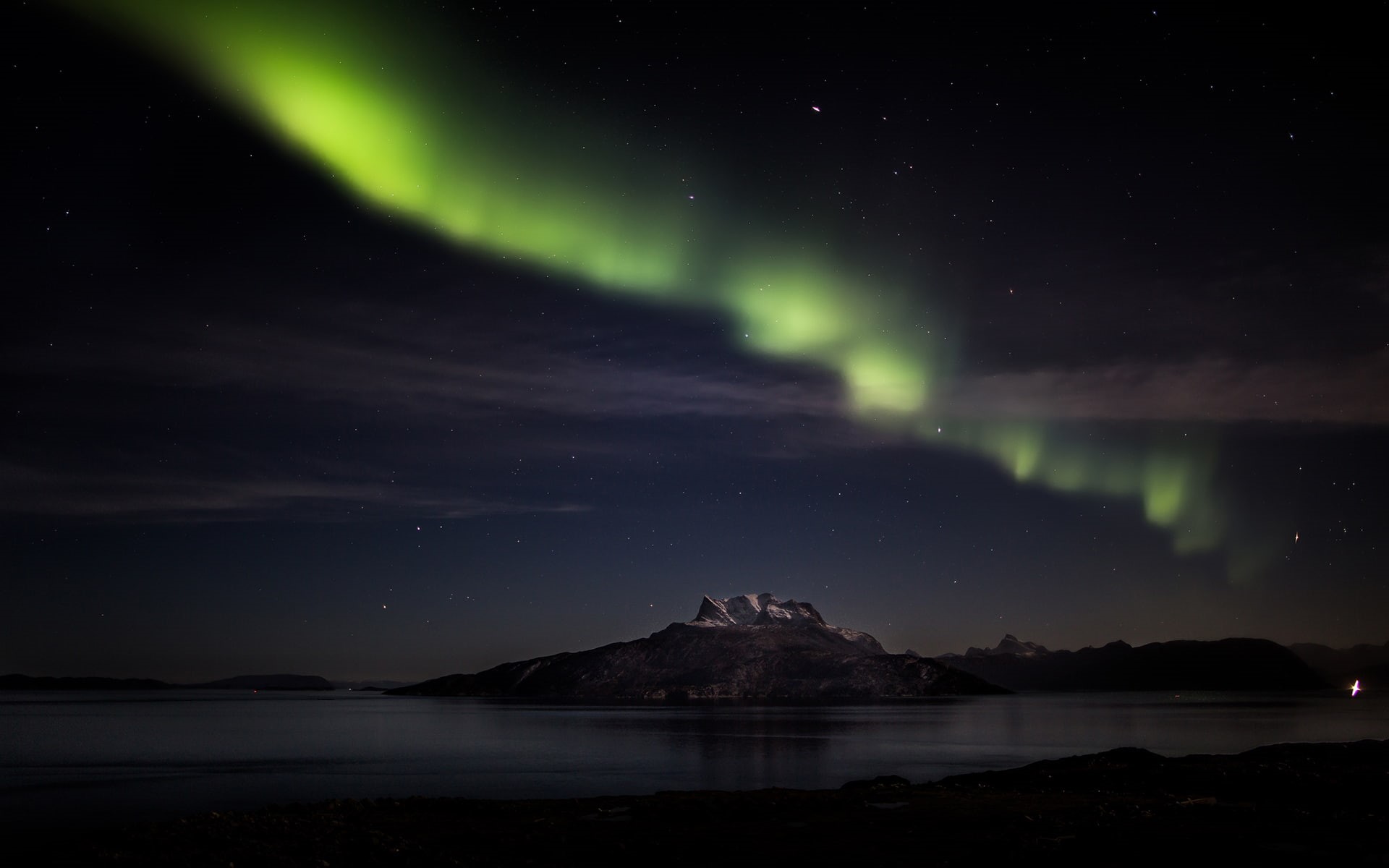 aurora, borealis, 1080P, nature, stars, night, mountain, lights, lake, northern, hd, HD Wallpaper