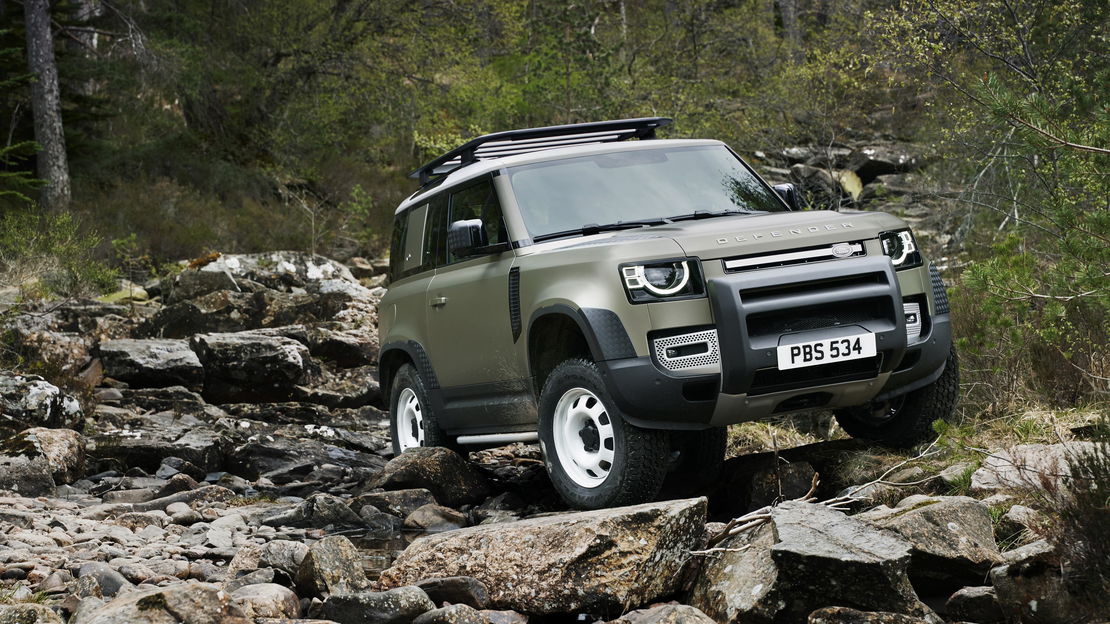 Land Rover Defender, 90 D240 SE, Land Rover Defender 90 D240 SE, Kamni, Land Rover, 4K, Defender, snow, HD Wallpaper
