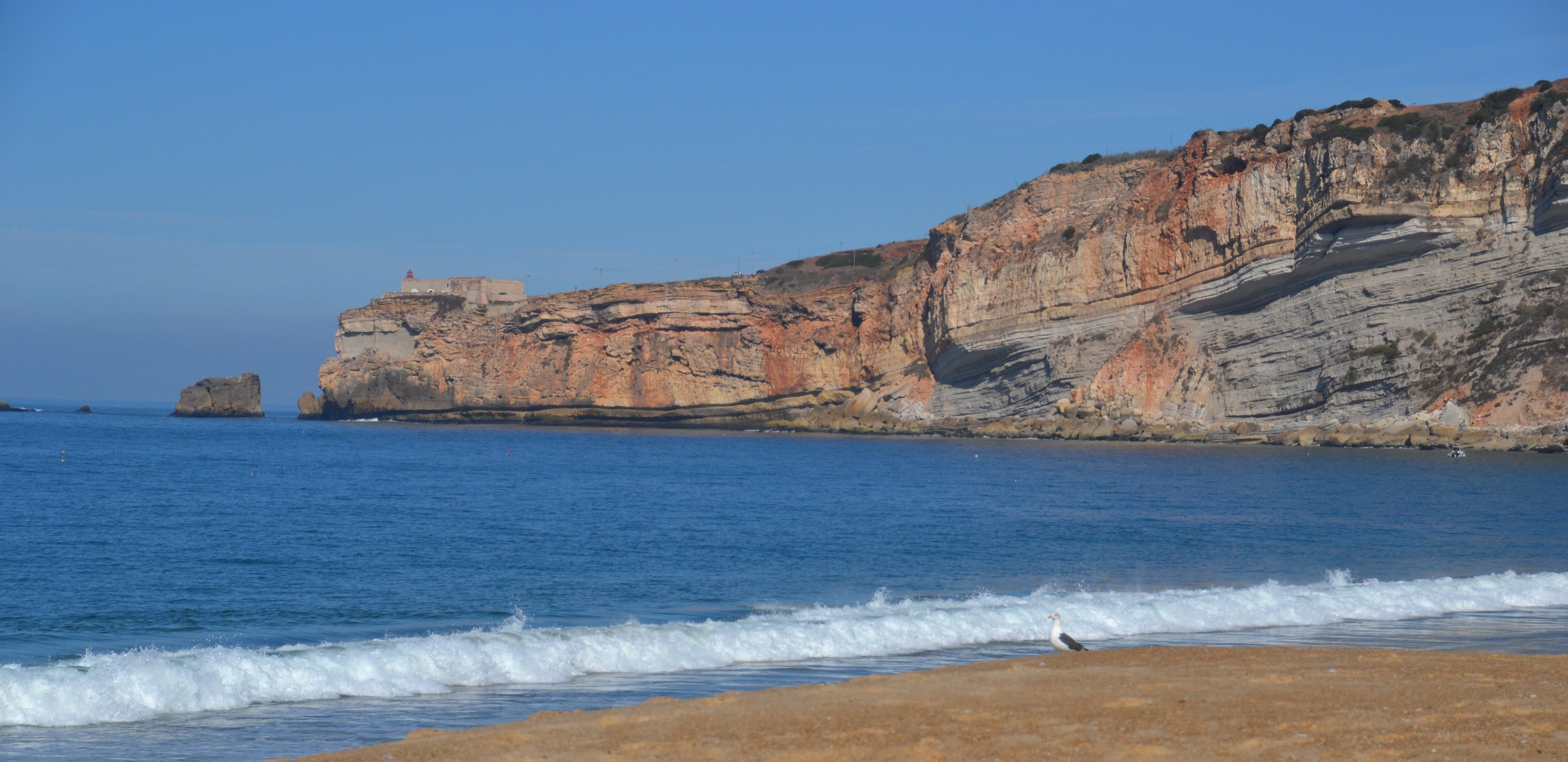 mountain, no people, scenics - nature, 4K, praia da nazare, sea, geology, tranquility, land, outdoors, rock - object, nazaré, beauty in nature, ocean, HD Wallpaper