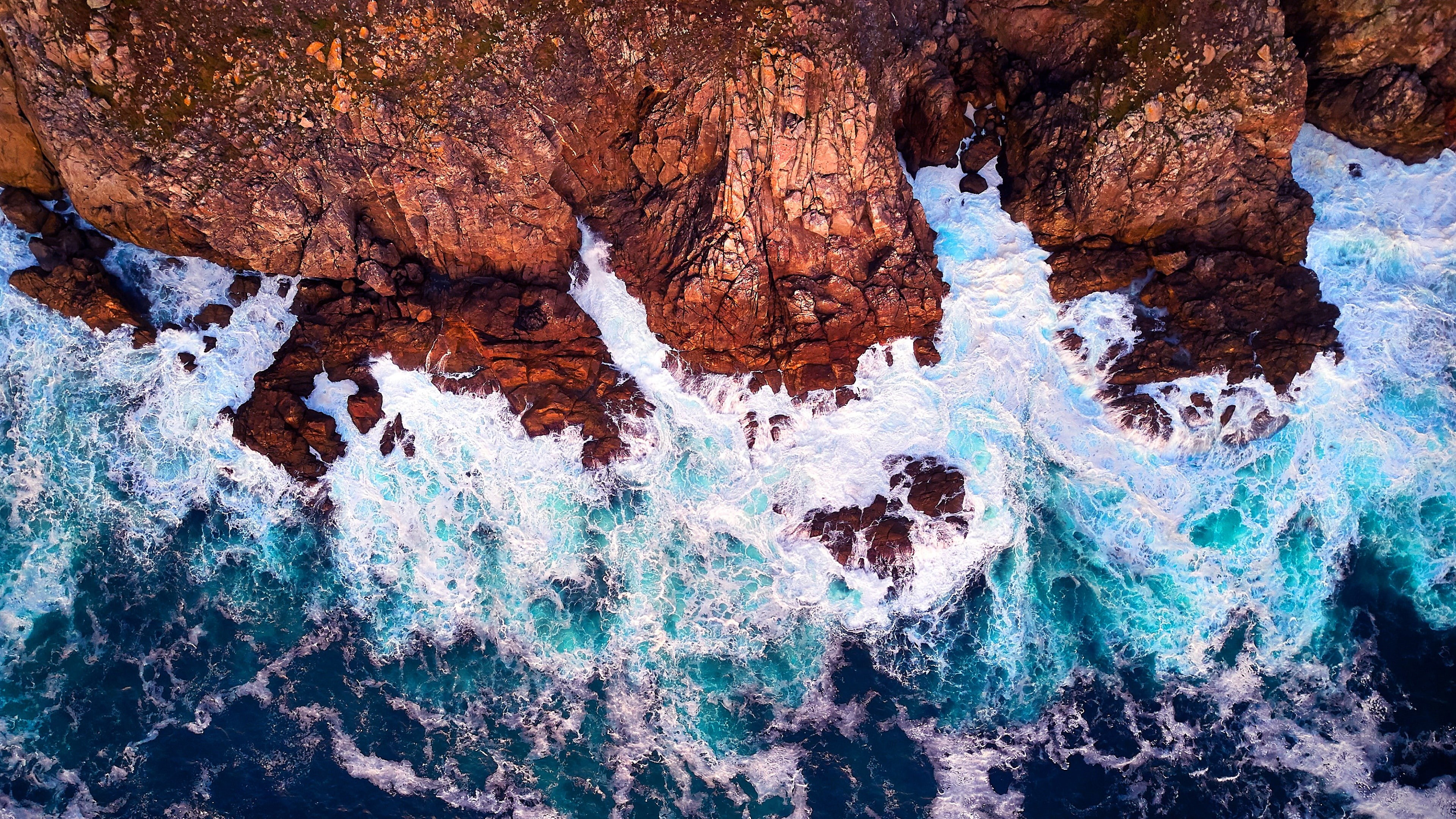 cape, rock, cabo fisterra, blue, geology, spain, europe, foamy, water, wave, galicia, atlantic ocean, cape finisterre, foamy waves, ocean, foam, 4K, HD Wallpaper