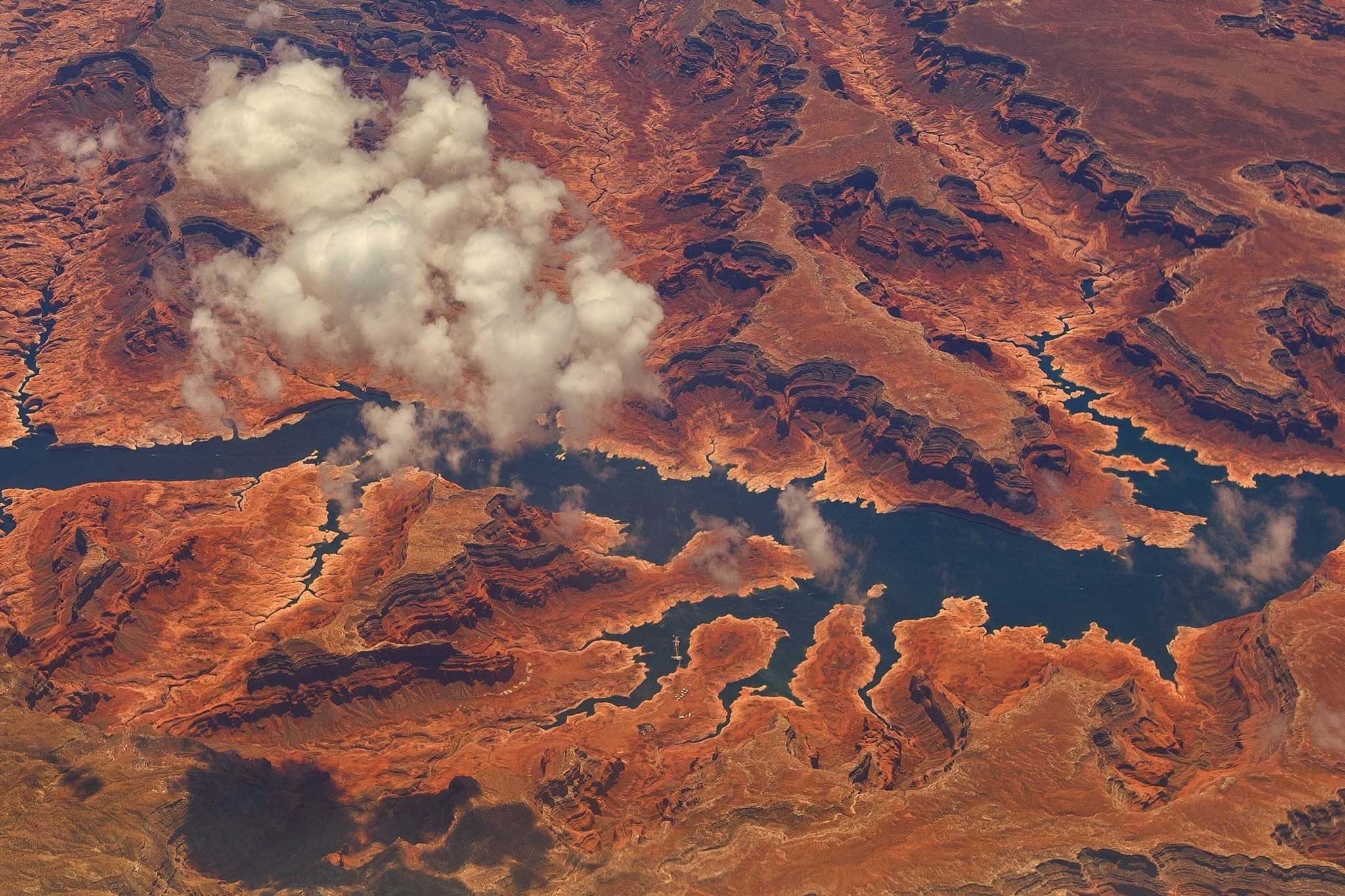 extreme terrain, high angle view, brown, day, canyon, abstract, geology, black, air pollution, no people, power in nature, nature, mountain, non-urban scene, HD Wallpaper