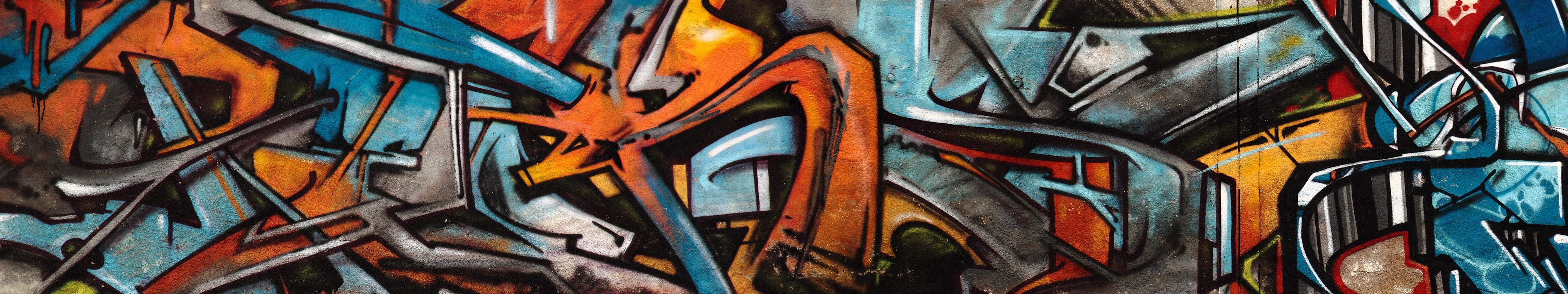 Grafit, water, panoramic, art and craft, multi, vibrant color, abstract, built structure, monitor, creativity, backgrounds, paint, pattern, triple, graffiti, HD Wallpaper