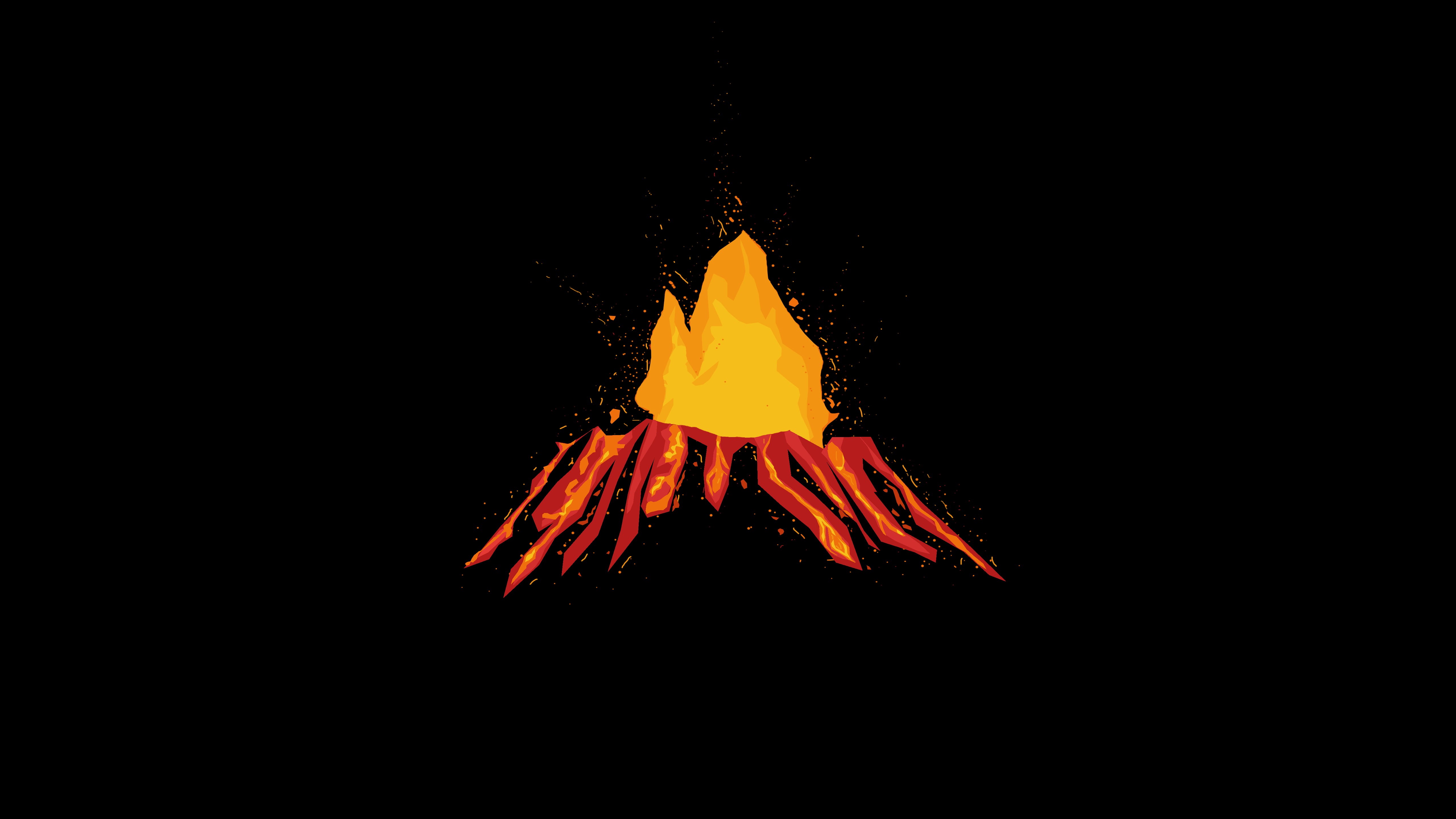 illuminated, nature, flame, copy space, no people, black background, bonfire, 5K, land, illustration, yellow, red, fire, heat - temperature, burning, orange color, HD Wallpaper