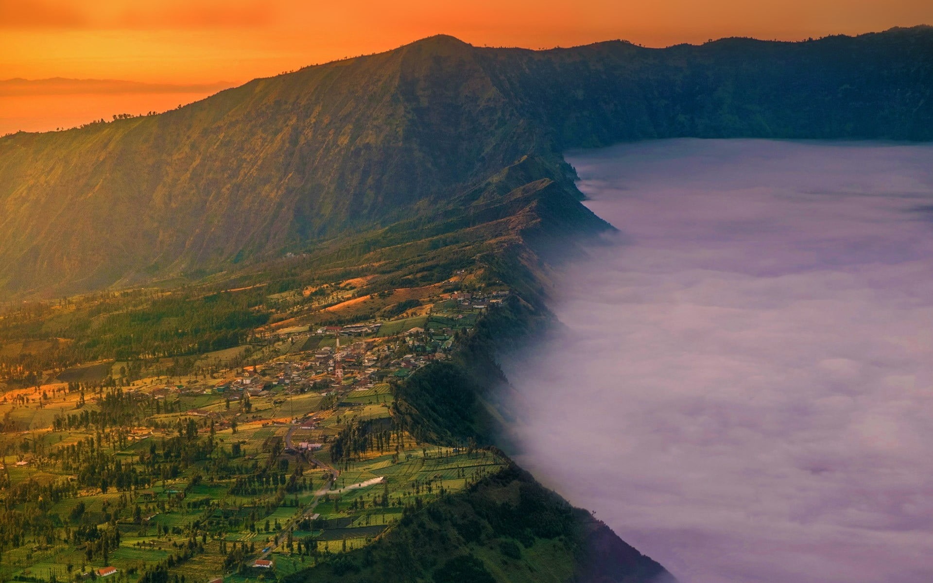 no people, non-urban scene, scenics - nature, idyllic, rocky, Java, high angle view, mountains, 1080P, tranquil scene, environment, Mount Bromo, Java (island), HD Wallpaper