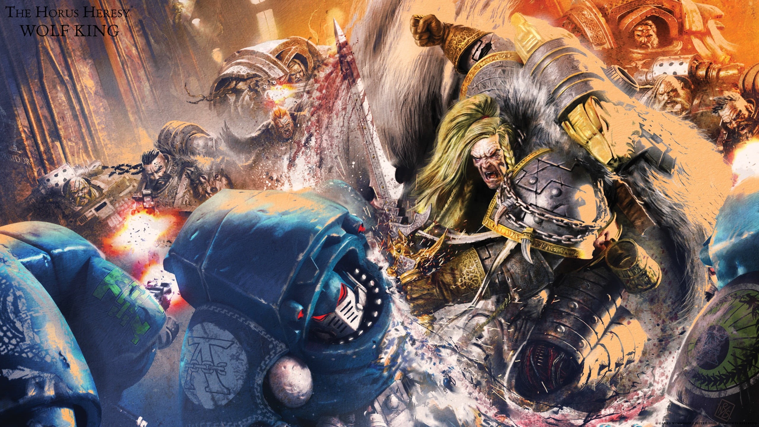 space marine, book, 2K, Leman Russ, battle, Alpha Legion, Horus Heresy, traitors, Warhammer 40 000, primarch, sword, Space Wolves, Wolf King, HD Wallpaper