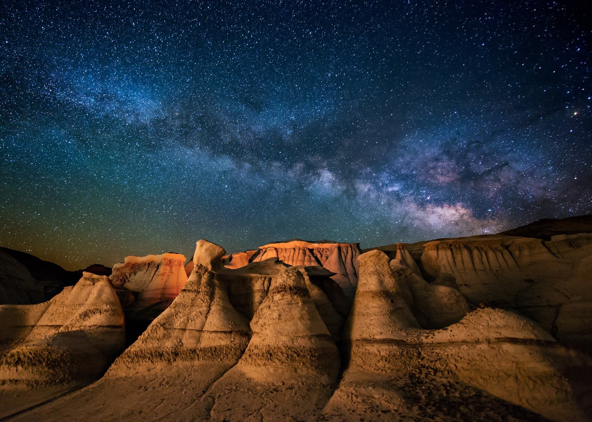 arid climate, astronomy, star field, sky, milky, eroded, moonlight, idyllic, tranquility, desert, night, nature, space, canyon, no people, long exposure, HD Wallpaper