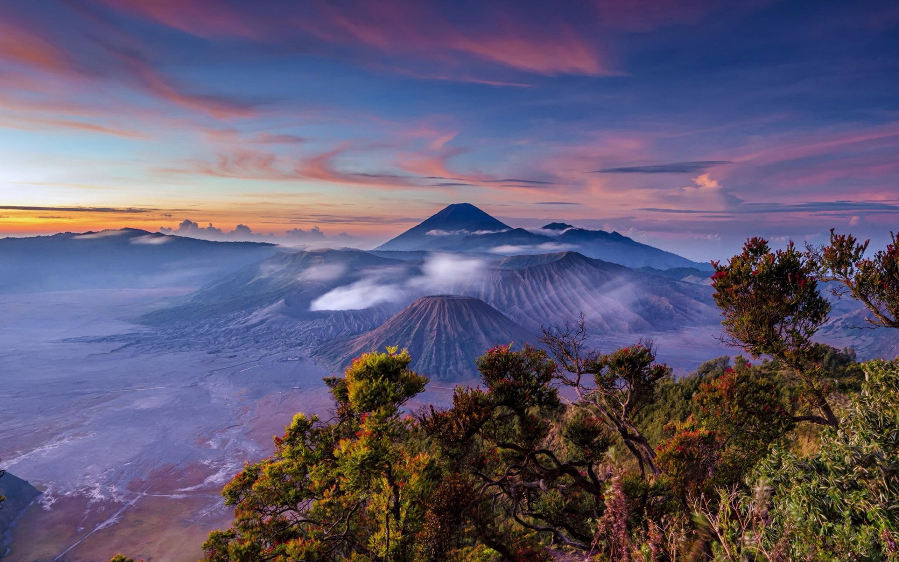 geology, indonesia, bromo, sun, volcano, morning, travel destinations, no people, mount, sunrise, plant, landscape, land, tree, mountain peak, outdoors, HD Wallpaper