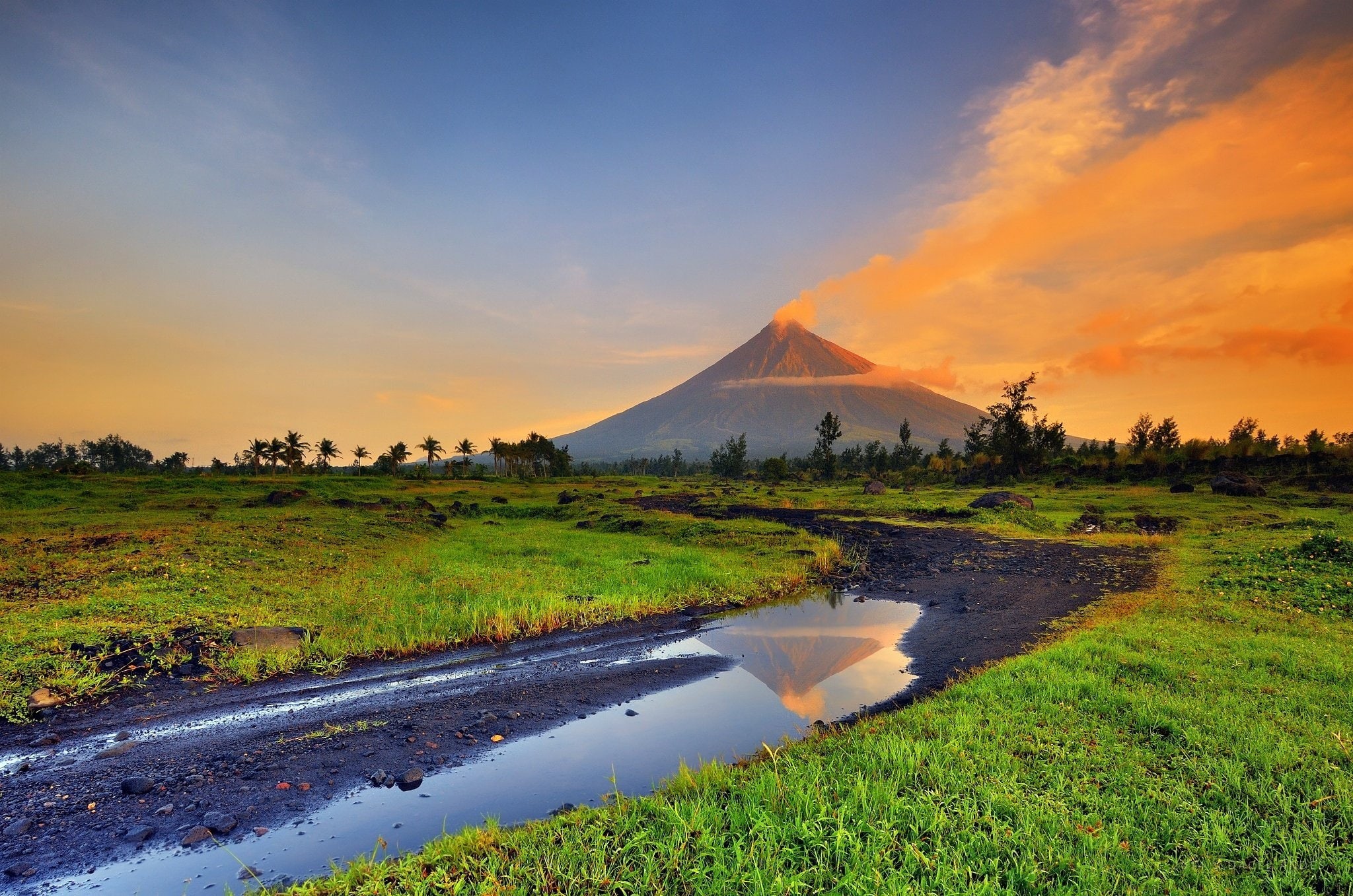 landscape, mayon, park, volcano, 1080P, mountain, volcan, HD Wallpaper