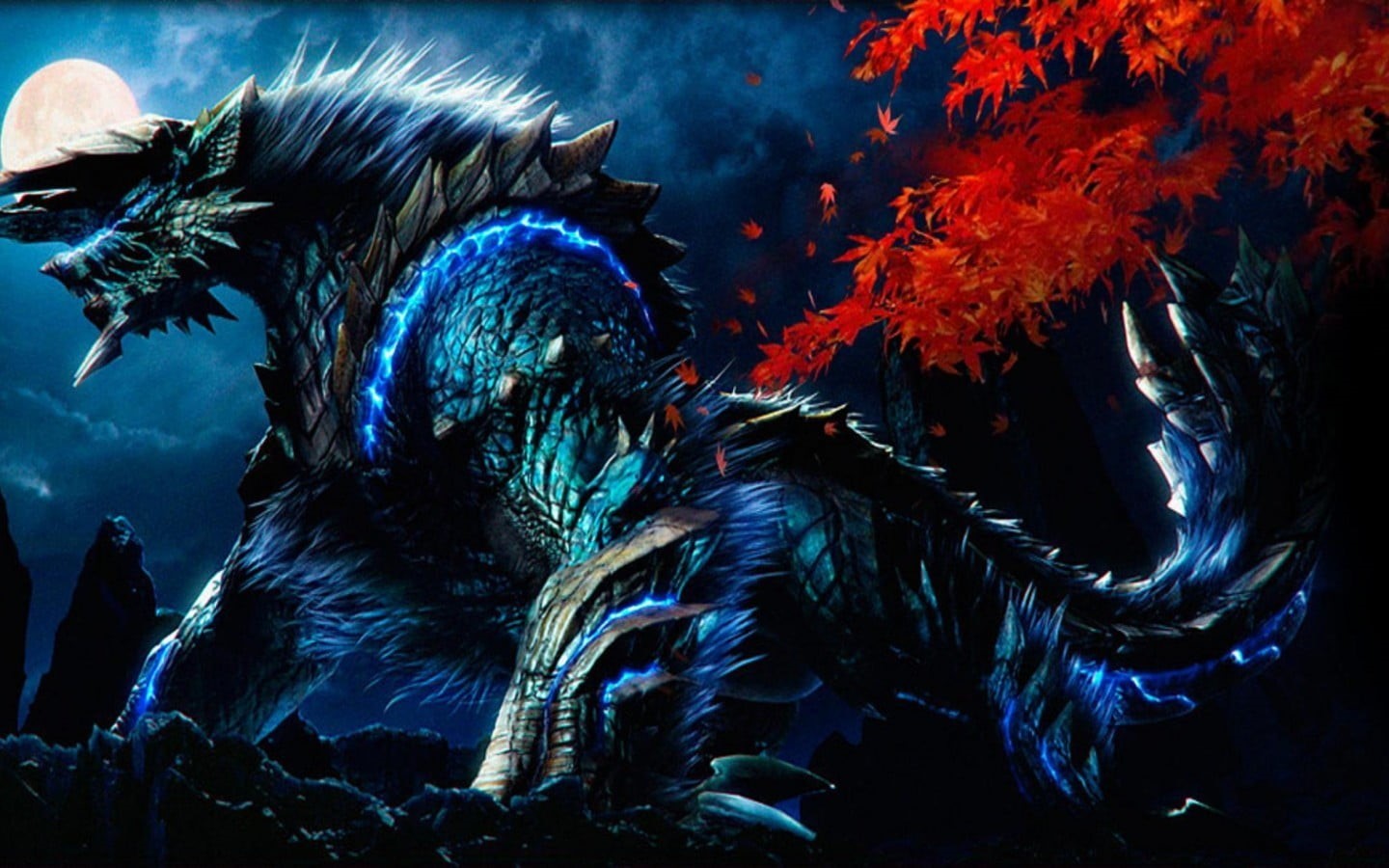 vertebrate, Jinouga, monster, sea, water, blue, marine, 720P, green, nature, animal, black, animal wildlife, Zinogre, illustration, fantasy art, no people, HD Wallpaper