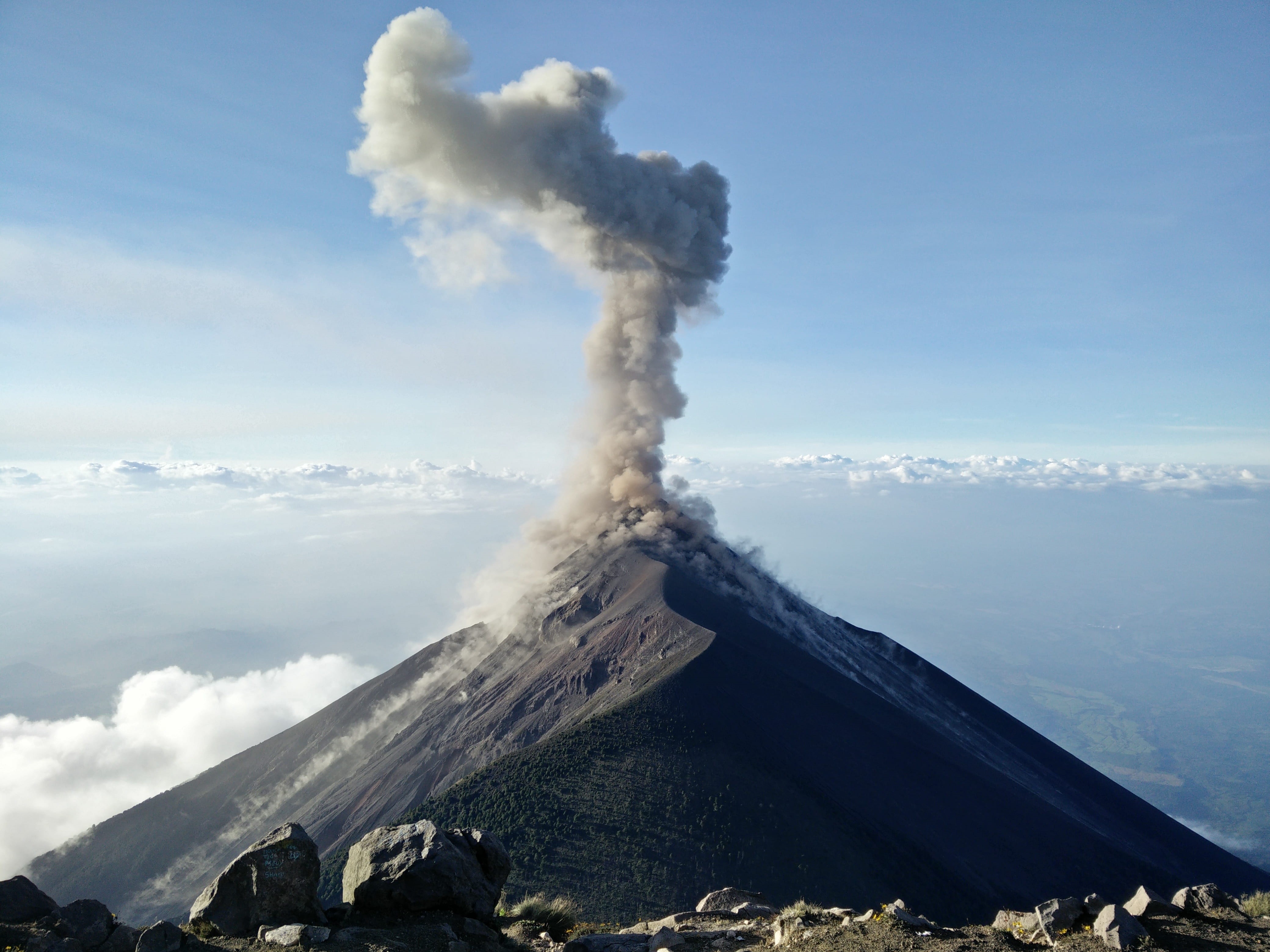 mountain, cloud - sky, nature, smoke, beauty in nature, tranquil scene, volcanic crater, erupting, environment, ash, power in nature, no people, scenics - nature, HD Wallpaper