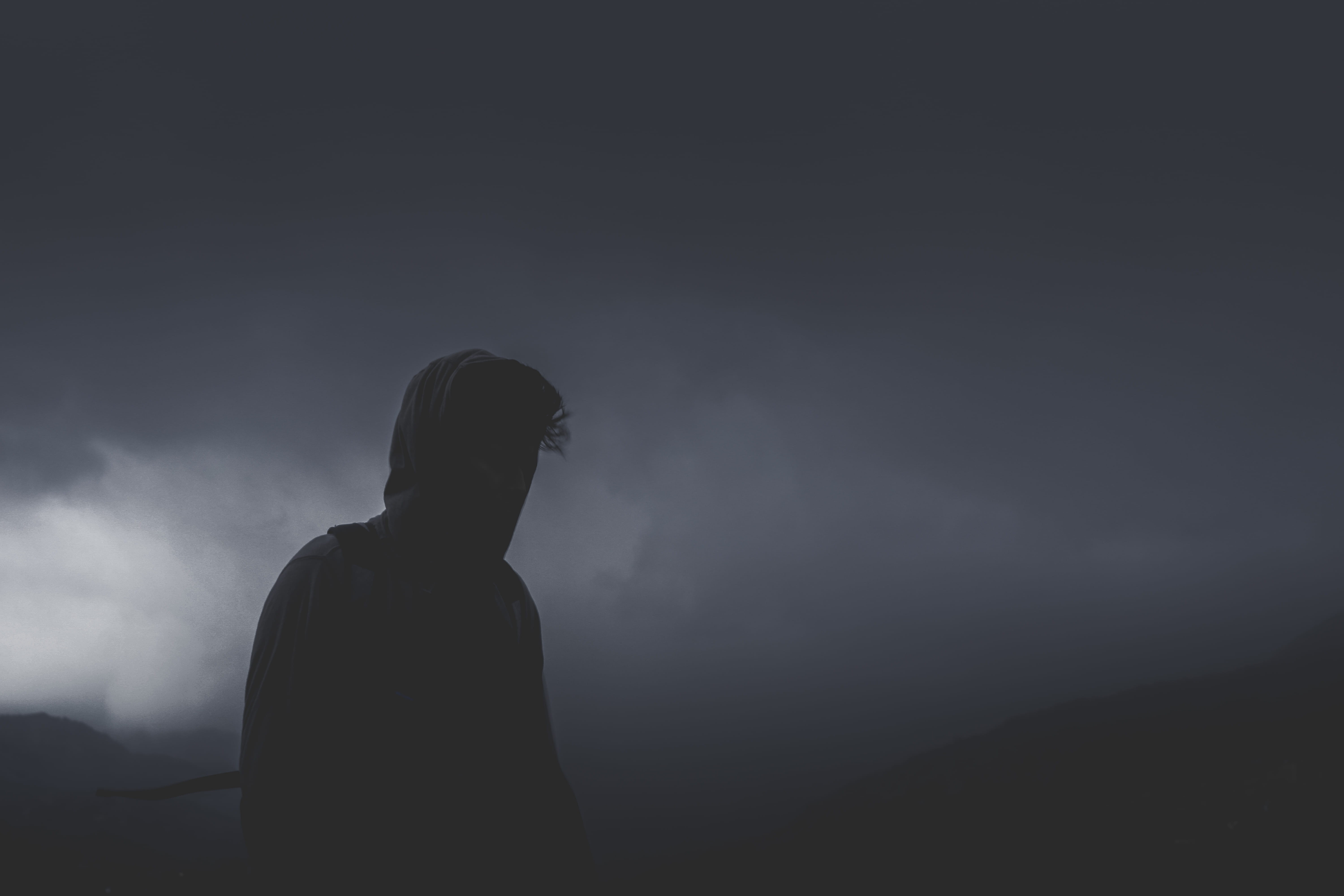 cloud, overcast, dramatic Sky, males, Dark, sky, real people, standing, teenager, clouds, men, 5K, Cold, waist up, cloud - Sky, person, sullen, cloudy, HD Wallpaper