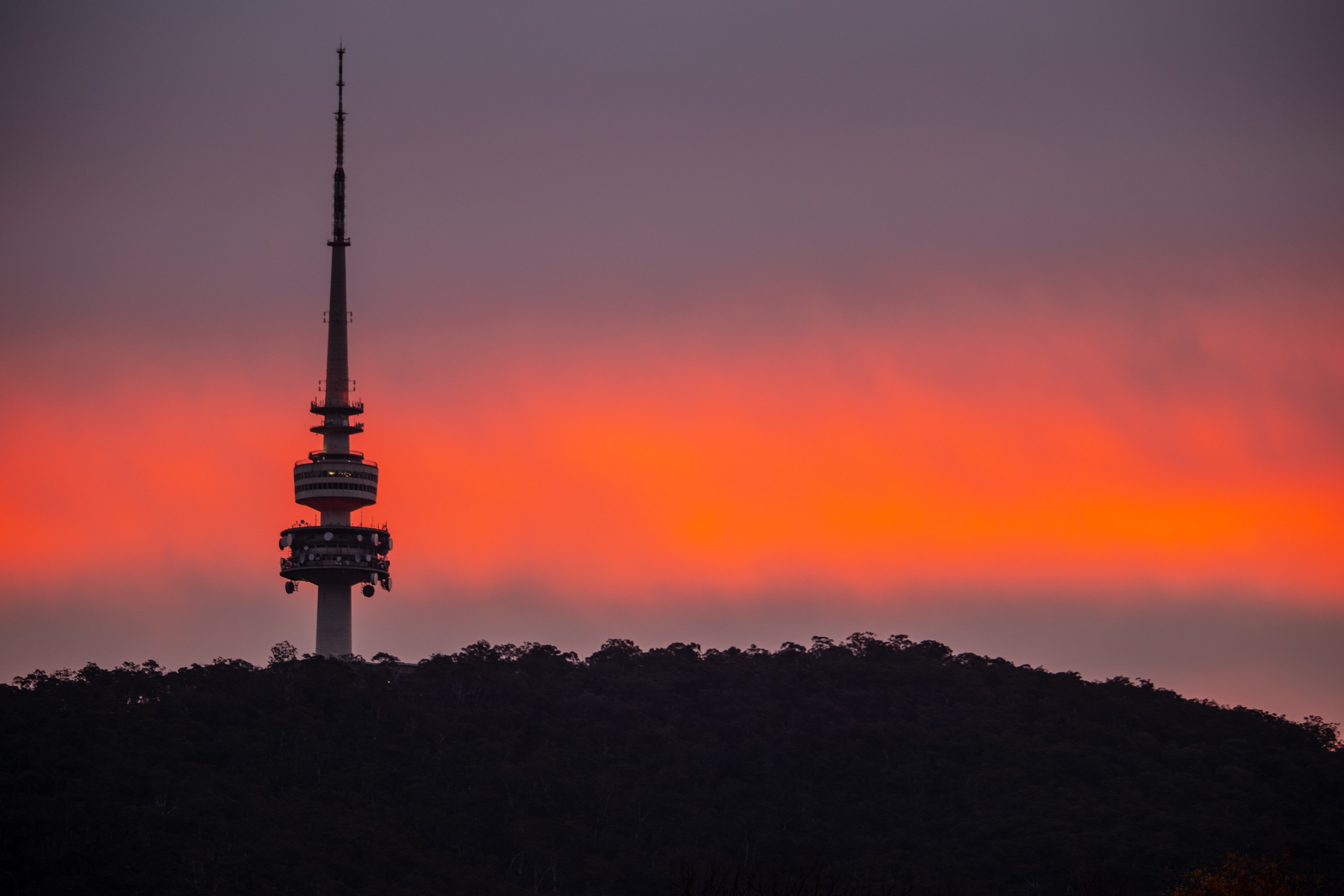 spire, tower, dramatic, communication, city, colorful, tall - high, skyscraper, tourism, 5K, orange, travel, fantastic, building exterior, travel destinations, HD Wallpaper