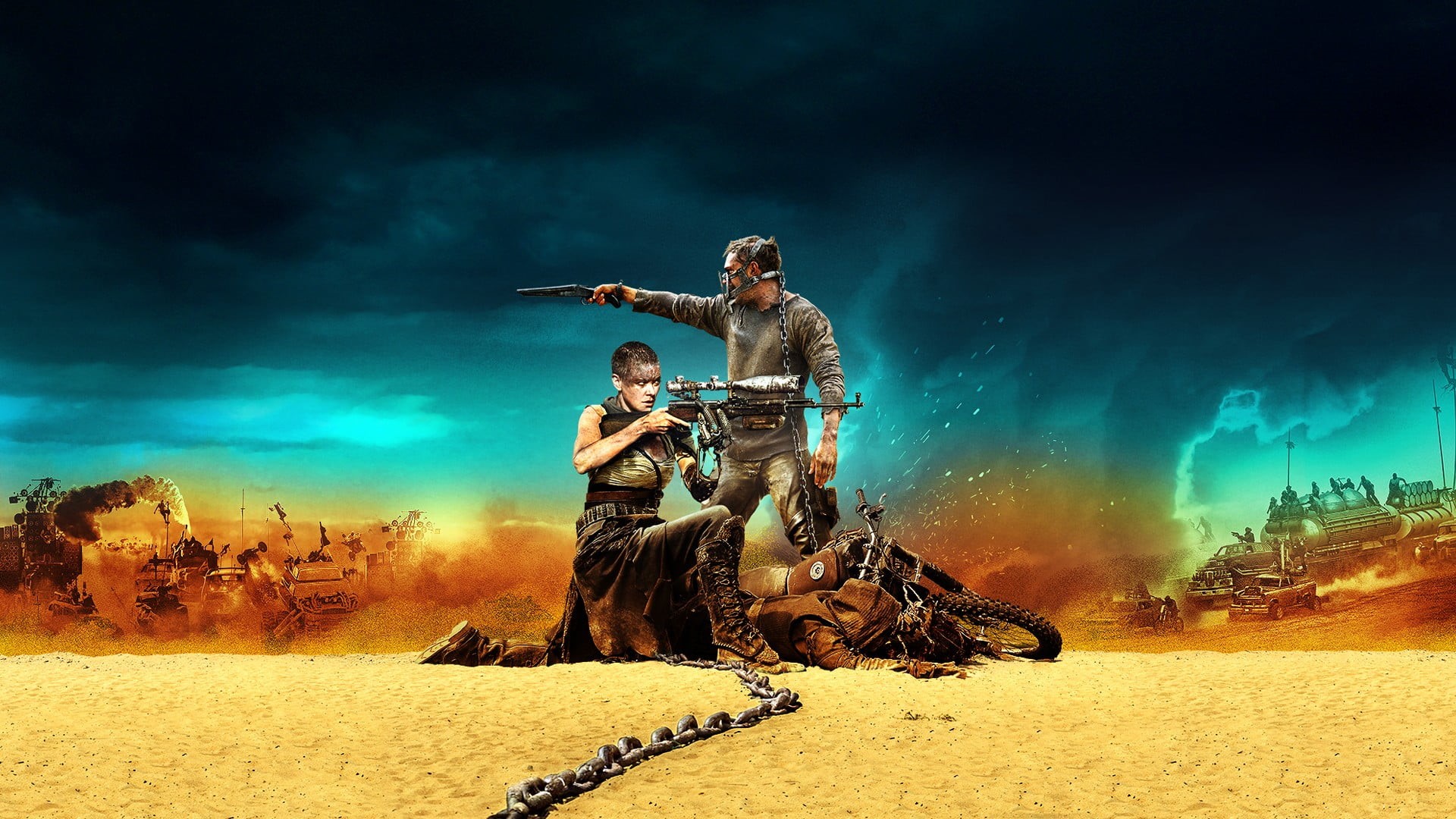 military, 1080P, men, clothing, weapon, digital, people, couple - relationship, standing, adult, aggression, males, Charlize Theron, Mad Max: Fury Road, HD Wallpaper
