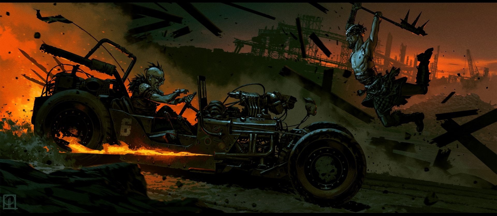 indoors, Mad Max: Fury Road, architecture, built structure, old, damaged, mode of transportation, deterioration, one person, land vehicle, nature, orange color, HD Wallpaper