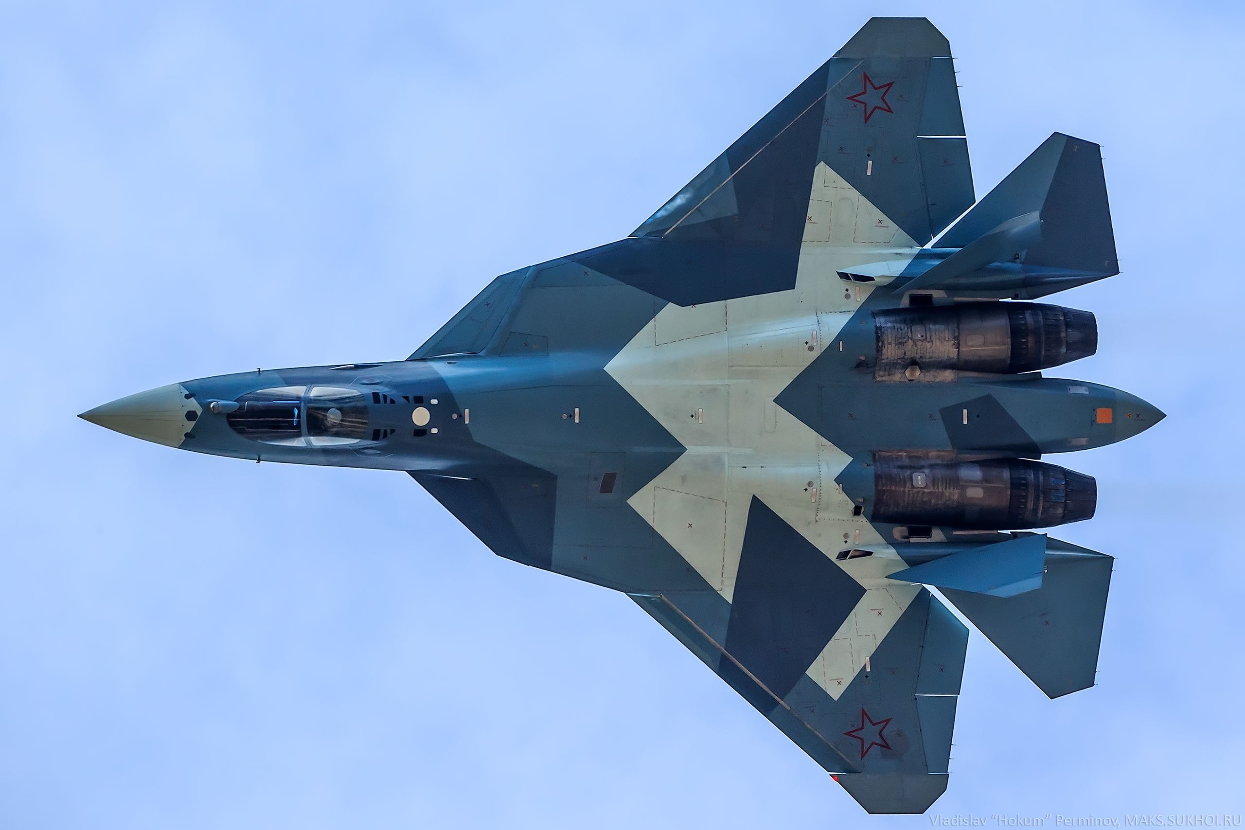 Russian Army, airplane, 2K, Sukhoi T-50, air force, white, no people, military, jet, plane, sky, military airplane, fighter plane, transportation, fighter, HD Wallpaper
