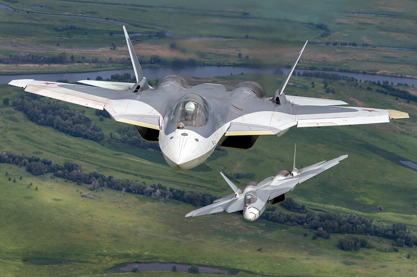 no people, single object, outdoors, fighter plane, air force, Sukhoi T-50, army, SU-57, military aircraft, flying, transportation, day, fighting, aerospace industry, HD Wallpaper