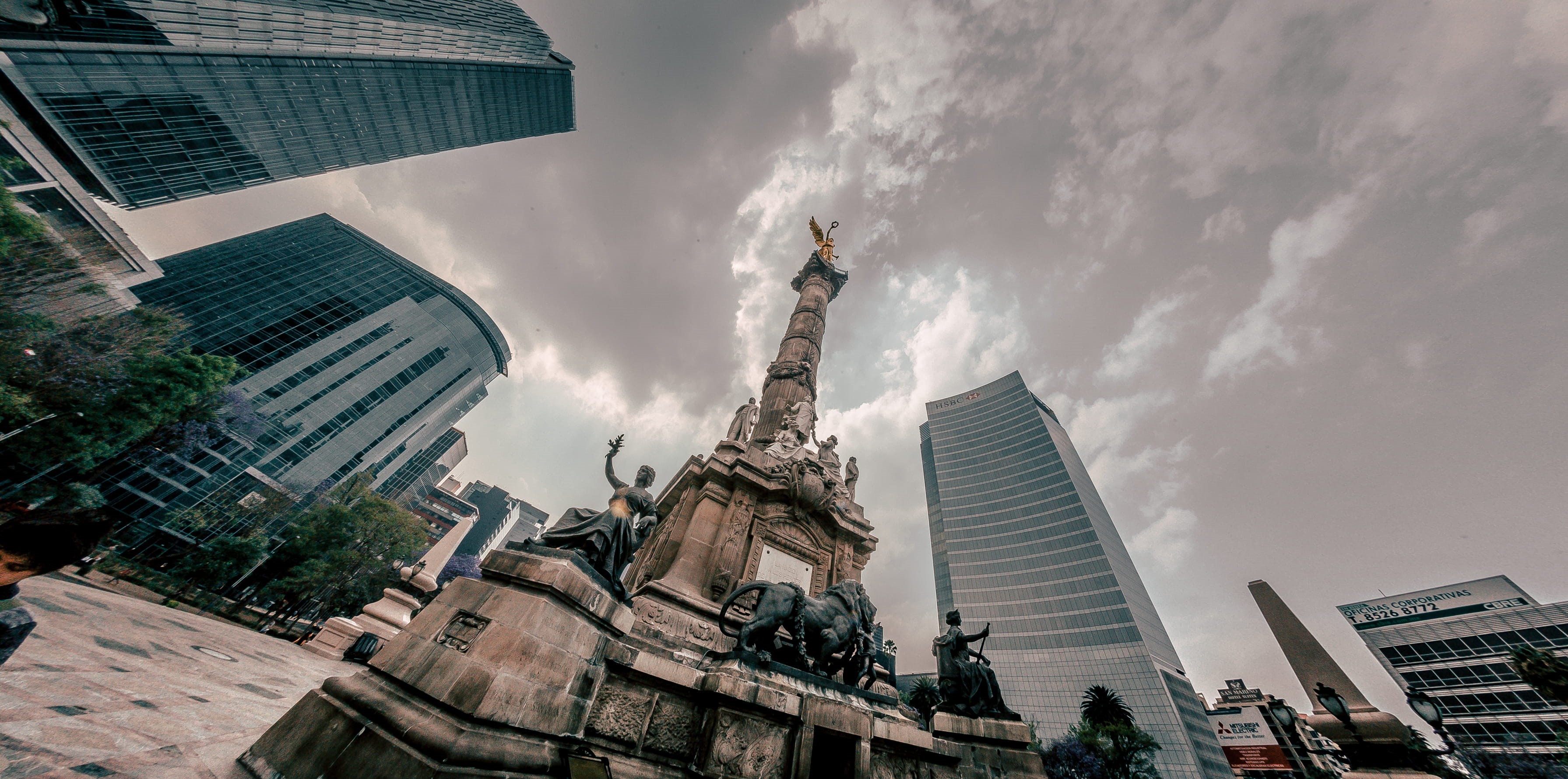 sky, built structure, angel, cityscape, air pollution, tower, 2K, office, travel destinations, pollution, office building exterior, art and craft, architecture, HD Wallpaper
