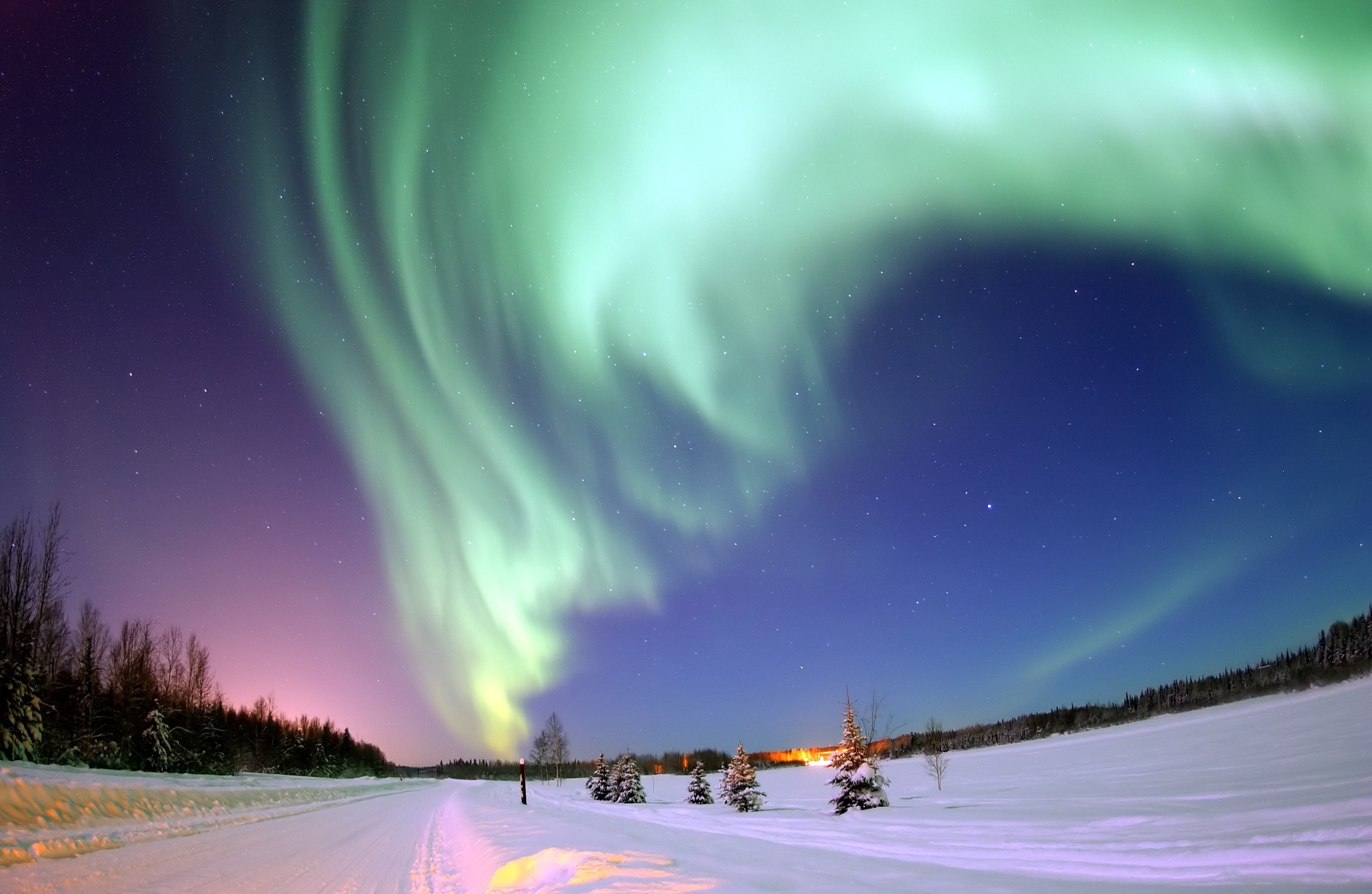 star - Space, green color, beauty in nature, tranquil scene, light, aurora australis, snow, blue, sky, ionization, north pole, 2K, light phenomenon, atmosphere, HD Wallpaper