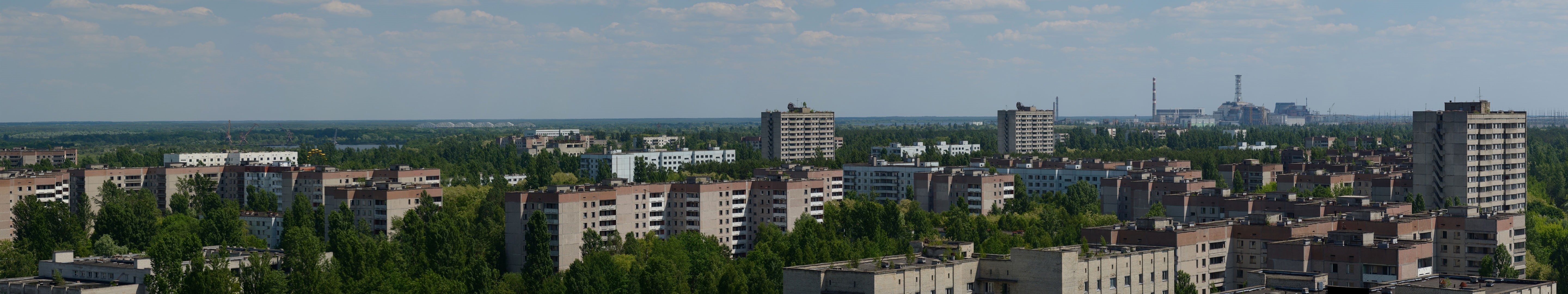 Pripyat, disaster, panoramic, nature, abandoned, tree, multiple display, built structure, city life, plant, building exterior, urban skyline, nuclear, cityscape, HD Wallpaper