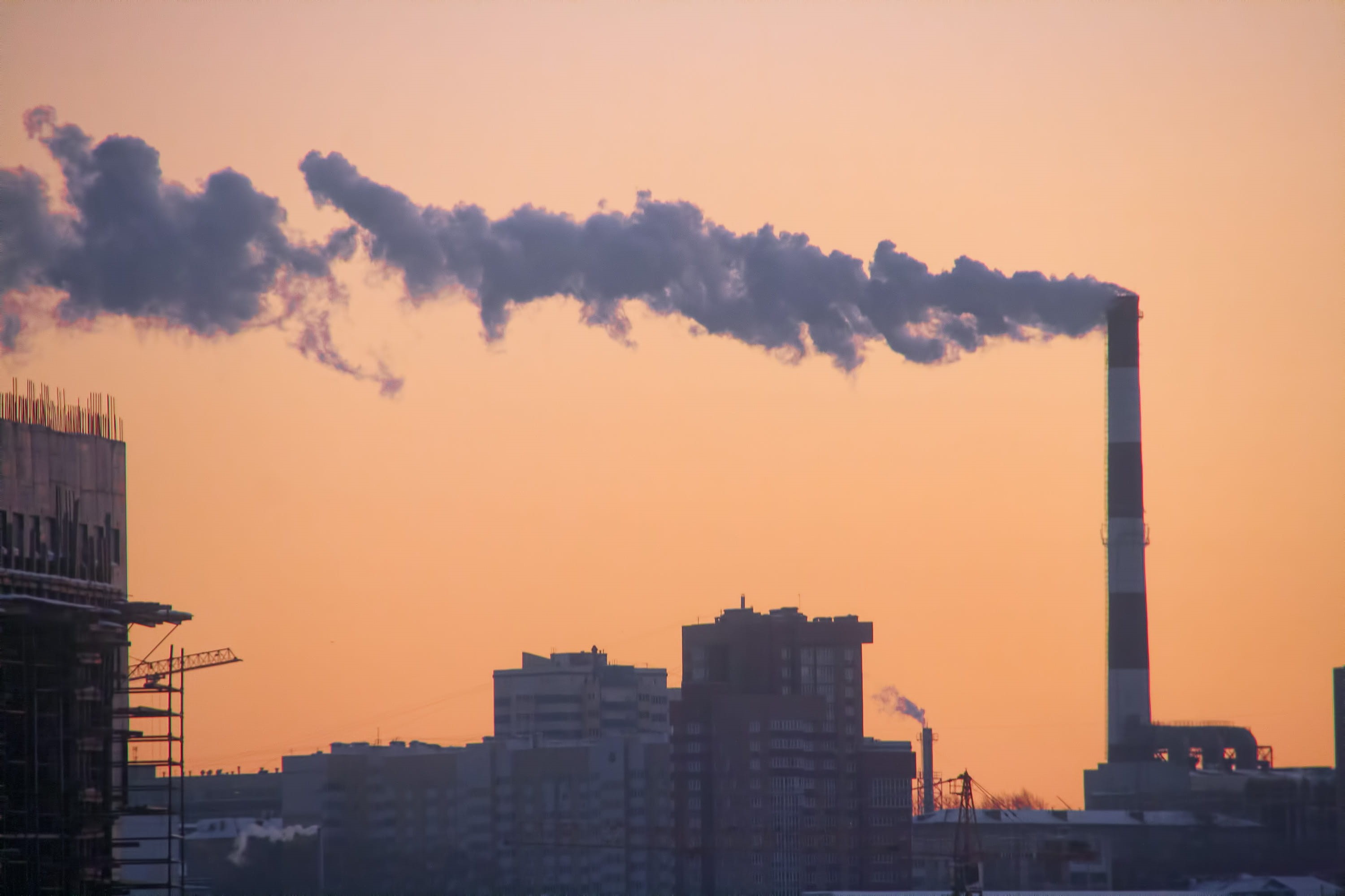 tower, emitting, emission, smoke, red, skyscraper, snow, environment, industry, smoke stack, air pollution, building exterior, winter, built structure, HD Wallpaper