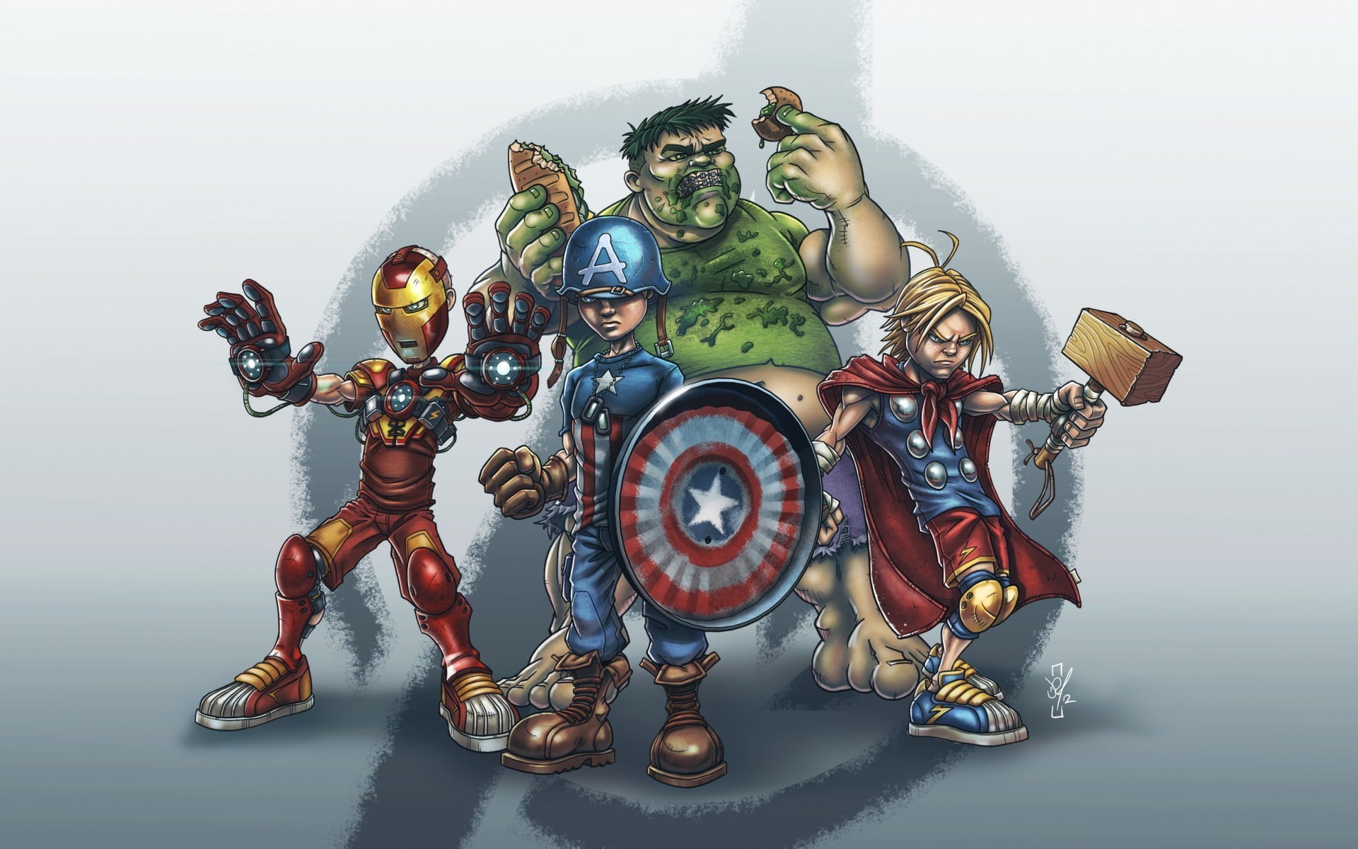 representation, 1080P, studio shot, capitan america, creativity, indoors, illustration, technology, mature adult, men, iron man, human representation, HD Wallpaper